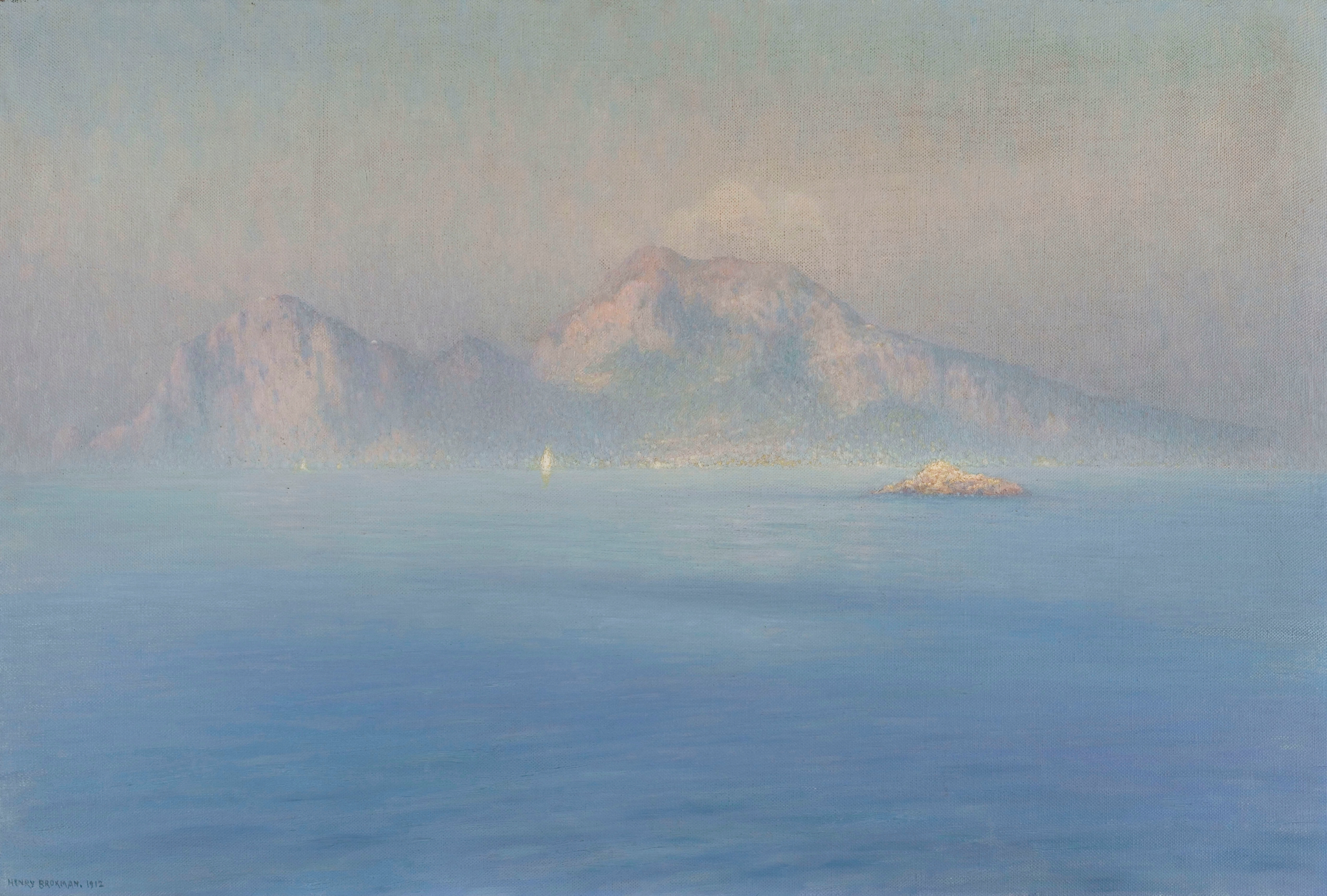 Landscape of Capri with cliffs and sea, oil on canvas by Henry Brokman