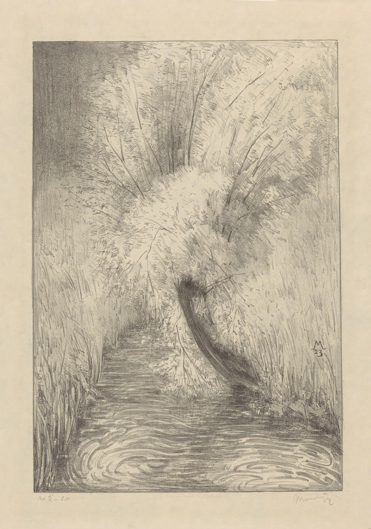 Wilg bij sloot, by Simon Moulijn, public domain