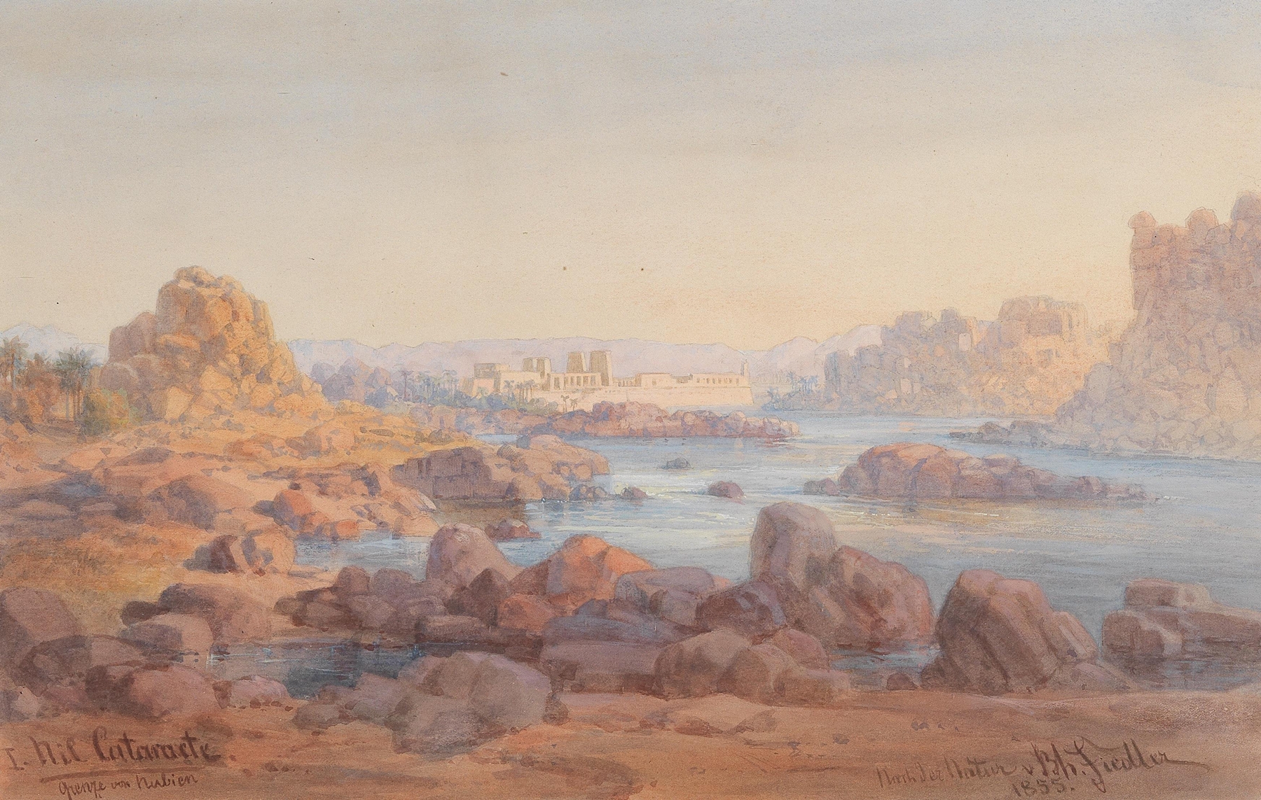 Nil Cataracte, Grenze von Nubien, oil on canvas by Bernhard Fiedler