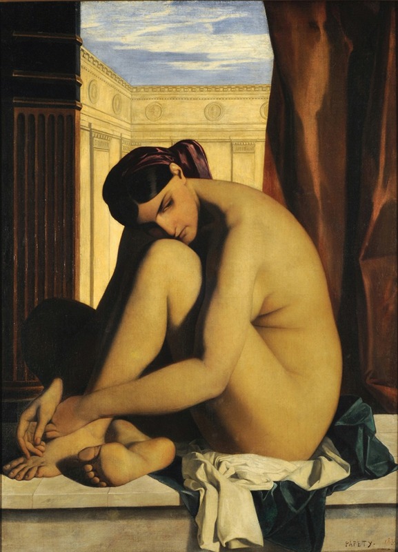 A woman in a bath, depicted in a romantic style.