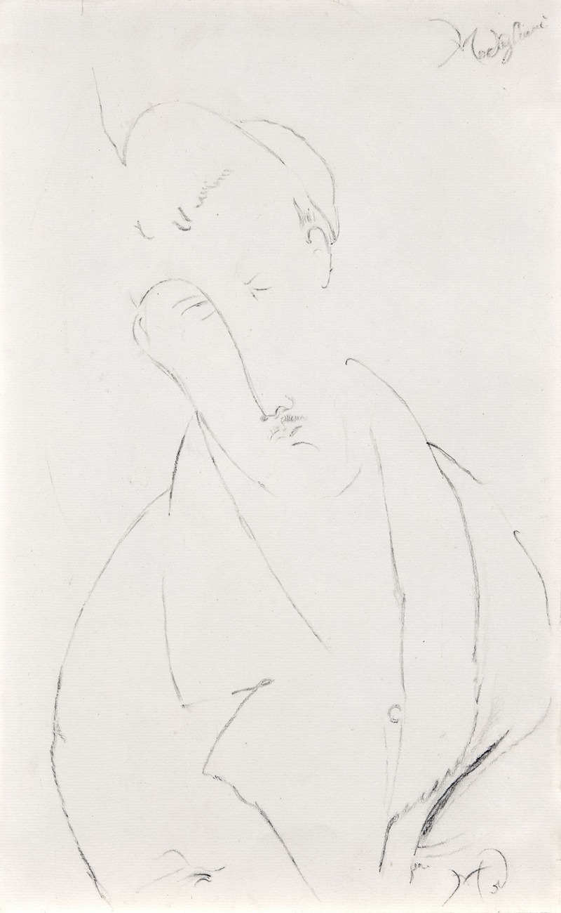 Amedeo Modigliani's portrait of a man with a mustache, showcasing his unique style.
