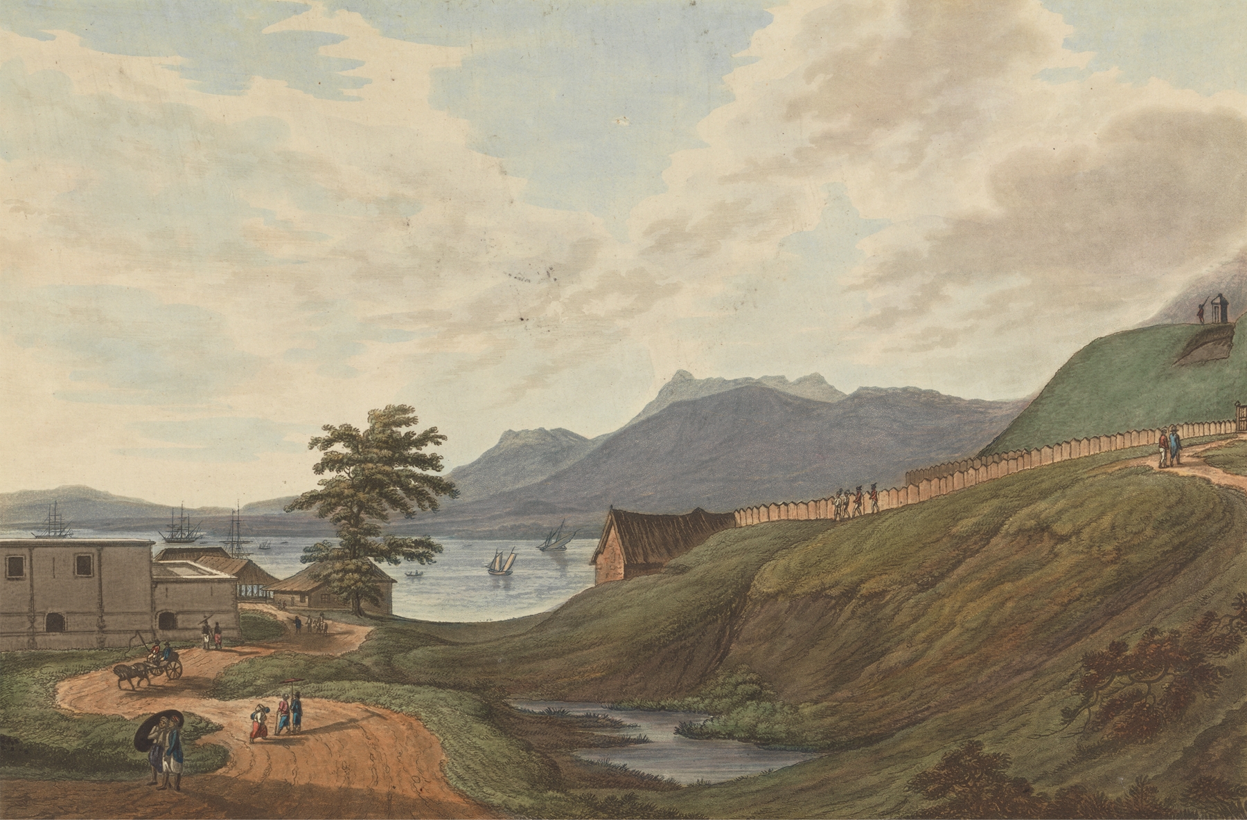 Engraving of Fort Marlborough in Sumatra by Joseph Constantine Stadler
