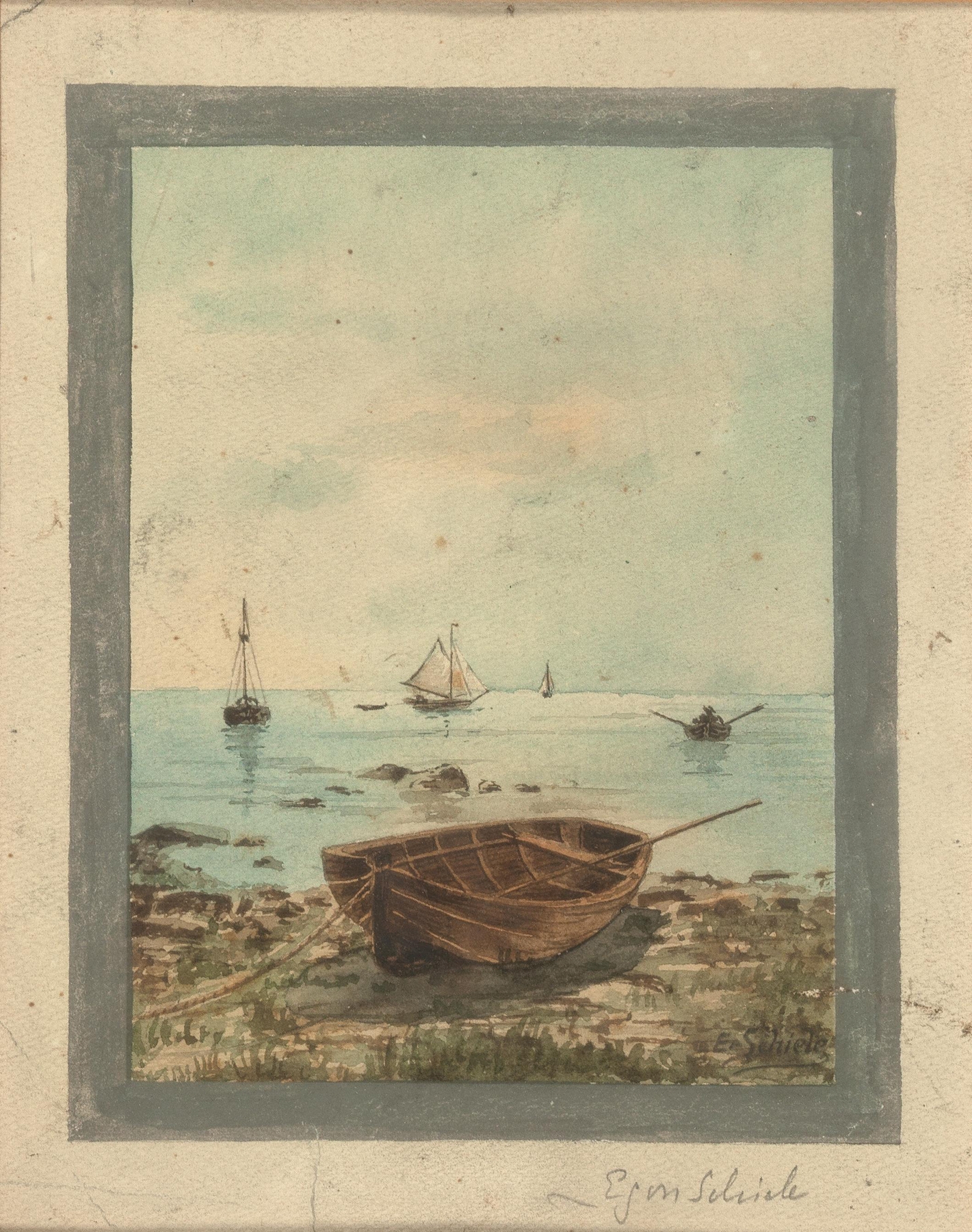 Boats, by Egon Schiele, public domain