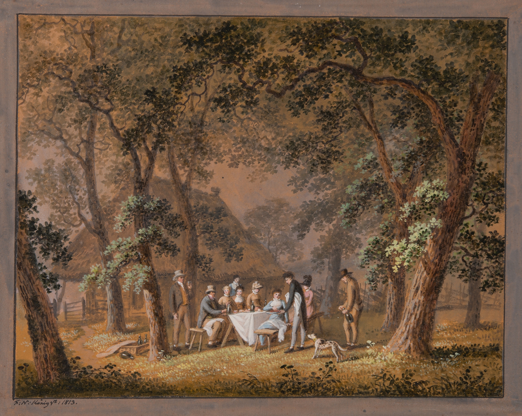 Le Déjeuner champètre au Schüpfenwald, by Franz Niklaus König, public domain