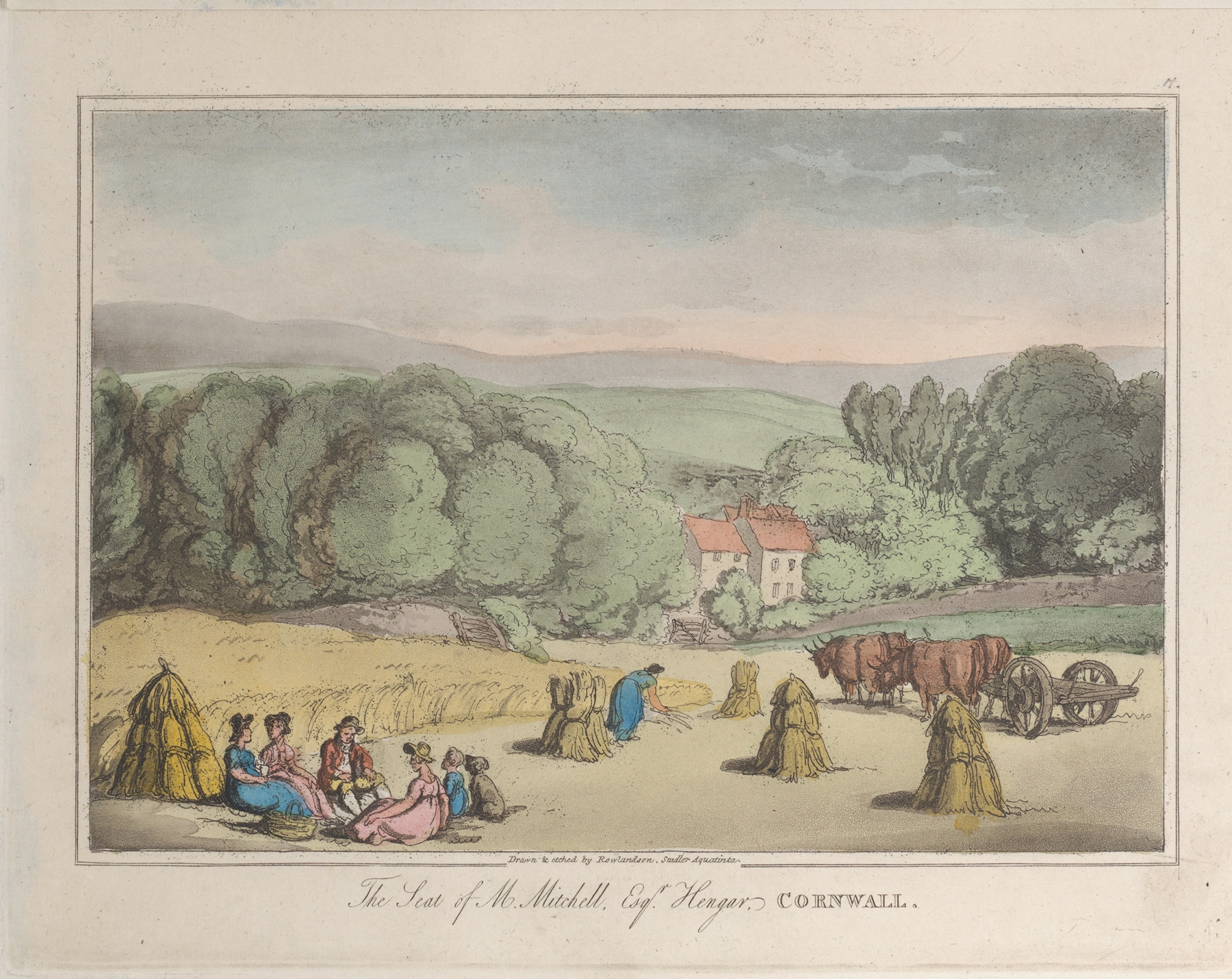 The Seat of M. Mitchell Esq. Henger, Cornwall, by Thomas Rowlandson, public domain