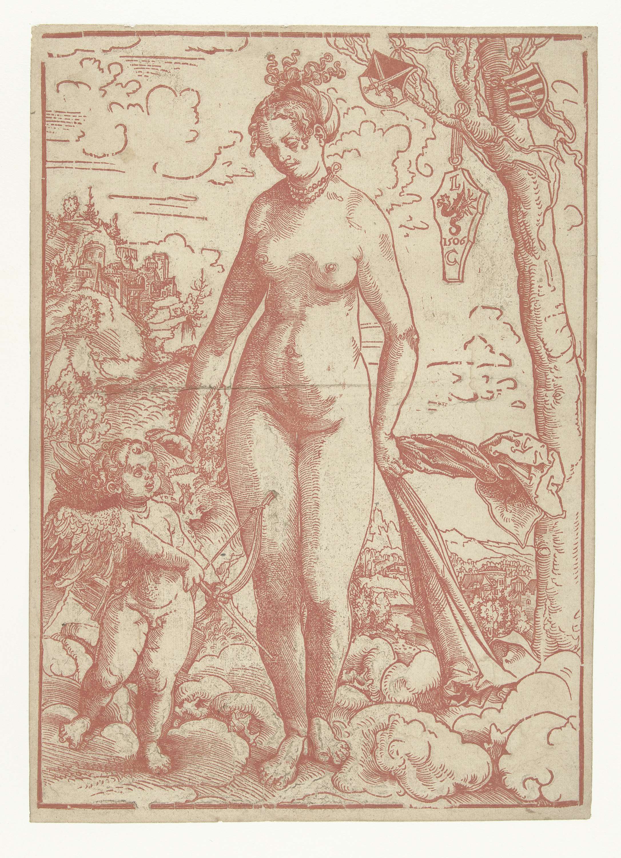 Venus en Amor by Lucas Cranach (I), oil on panel, depicting a nude Venus with a serene expression.