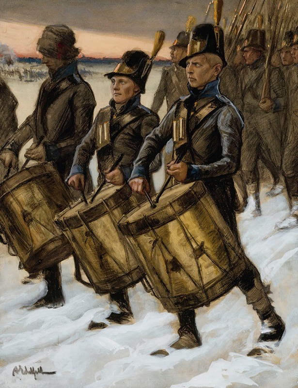 The March Of The Björneborg Regiment depicts a historical military scene.