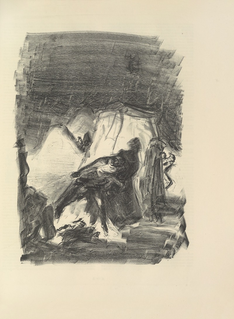 Max Slevogt's 'Lederstumpf-Erzählungen Pl.18' captures a moment in time with rich colors and dynamic figures.