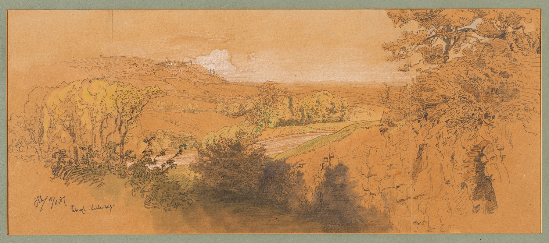 Blick auf den Kahlenberg vom Cobenzl aus, by Anton Hlavacek, public domain