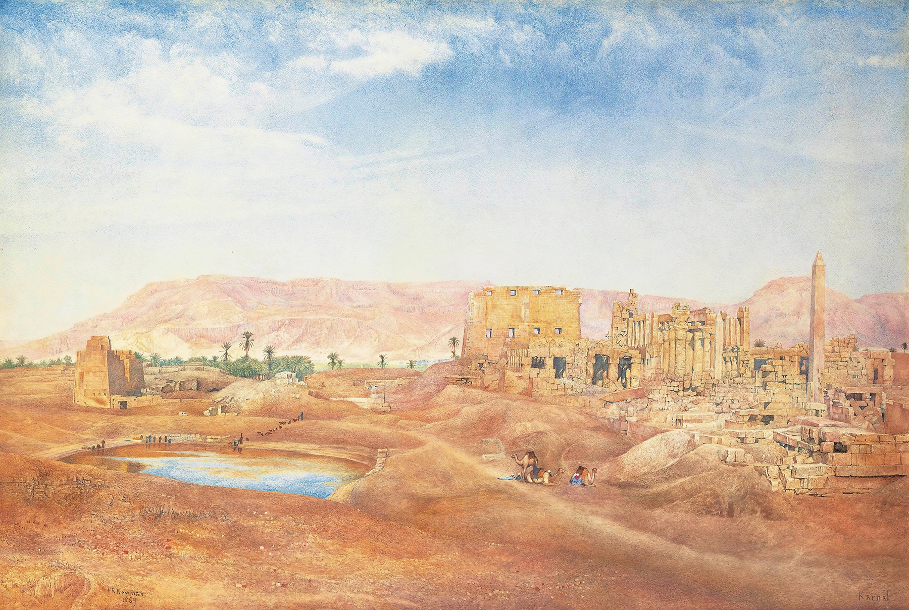View Of The Temple Of Karnak From The Sacred Lake, by Henry Roderick Newman, public domain
