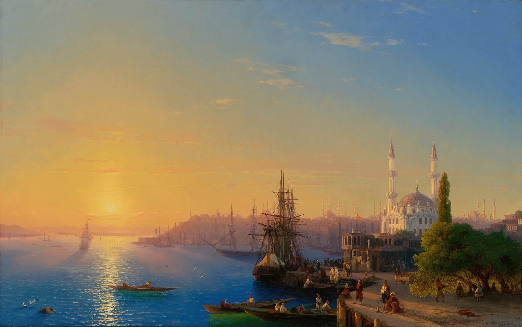 View Of Constantinople And The Bosphorus, by Ivan Konstantinovich Aivazovsky, public domain