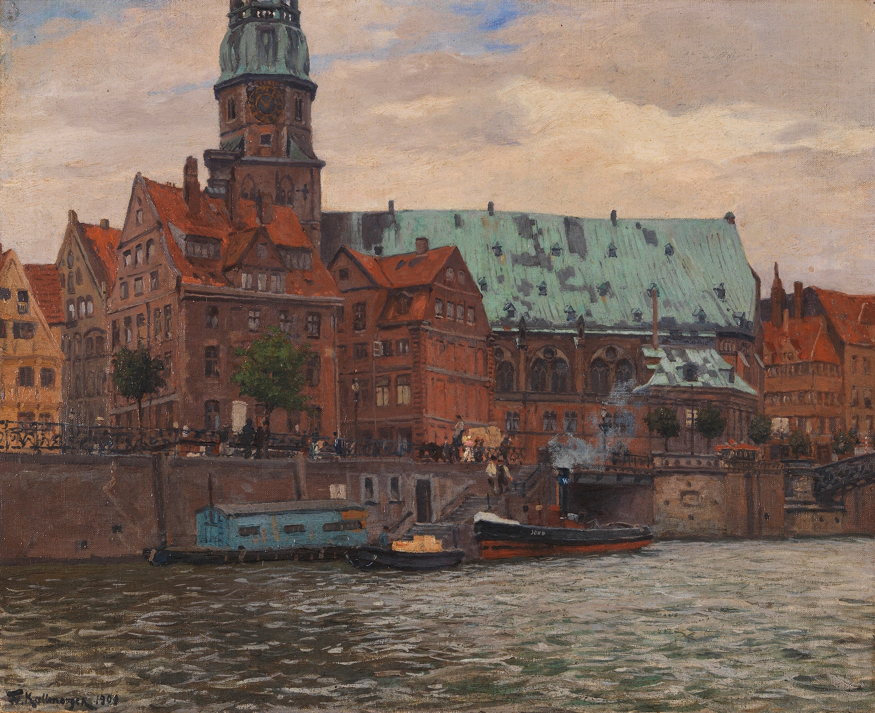 Blick auf die St. Katharinenkirche in Hamburg, by Friedrich Kallmorgen, public domain