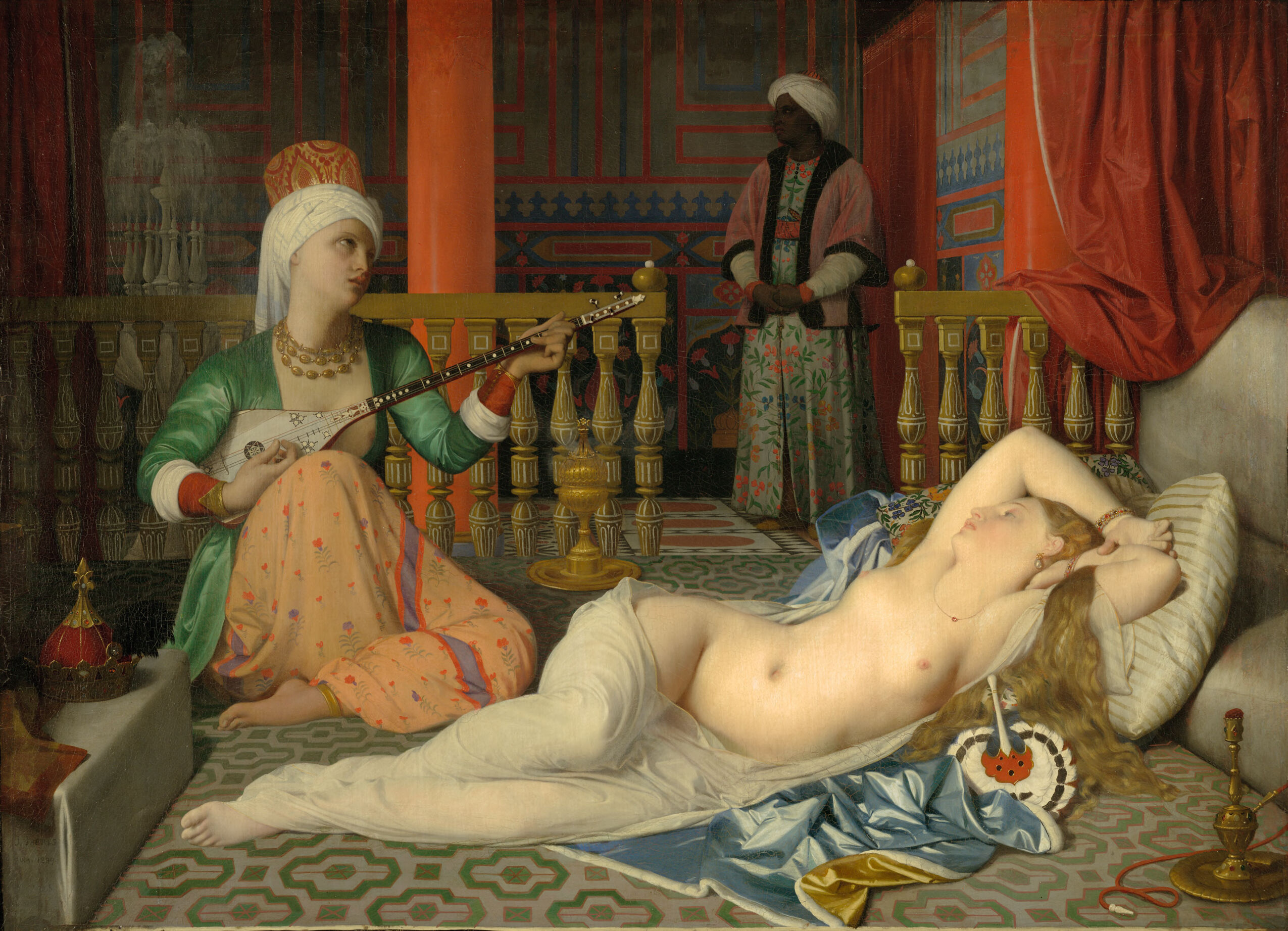 Odalisque, Enslaved Woman, and Eunuch, by Jean-Auguste-Dominique Ingres, public domain