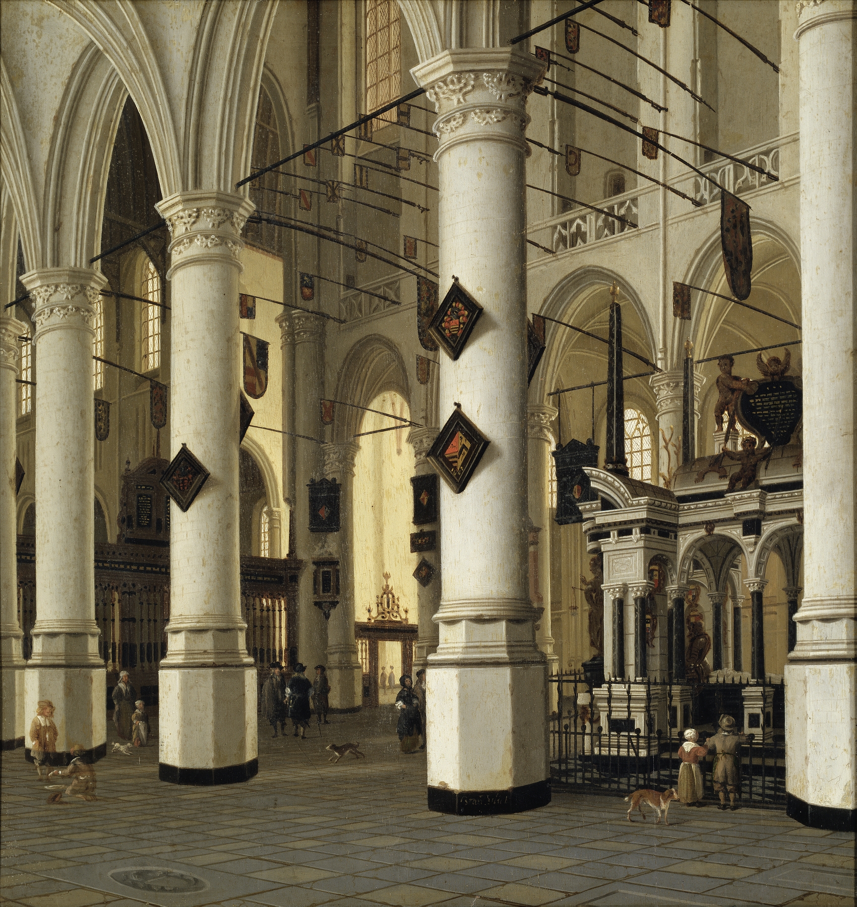 Interior of Nieuwe Kerk, Delft by Hendrick Cornelisz. van Vliet, oil painting