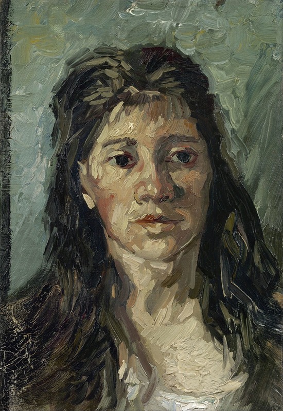 A striking portrait by Vincent van Gogh depicting a woman with a somber expression.