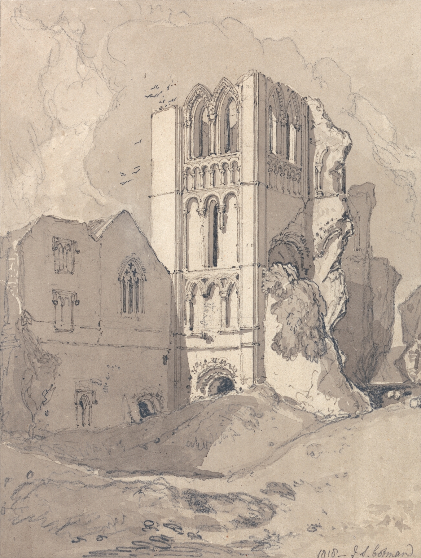 Castle Acre Priory, Norfolk, by John Sell Cotman, public domain