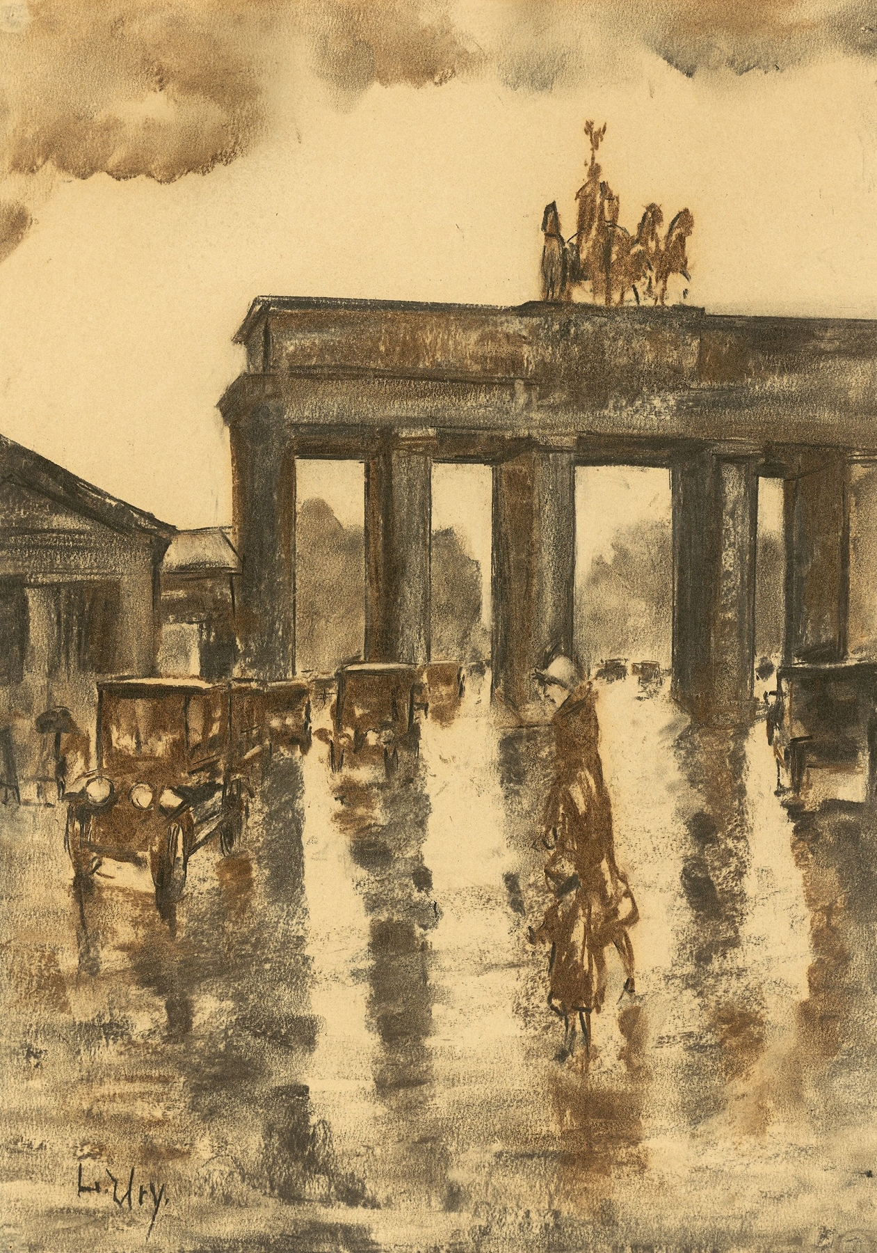 Blick auf das Brandenburger Tor, by Lesser Ury, public domain