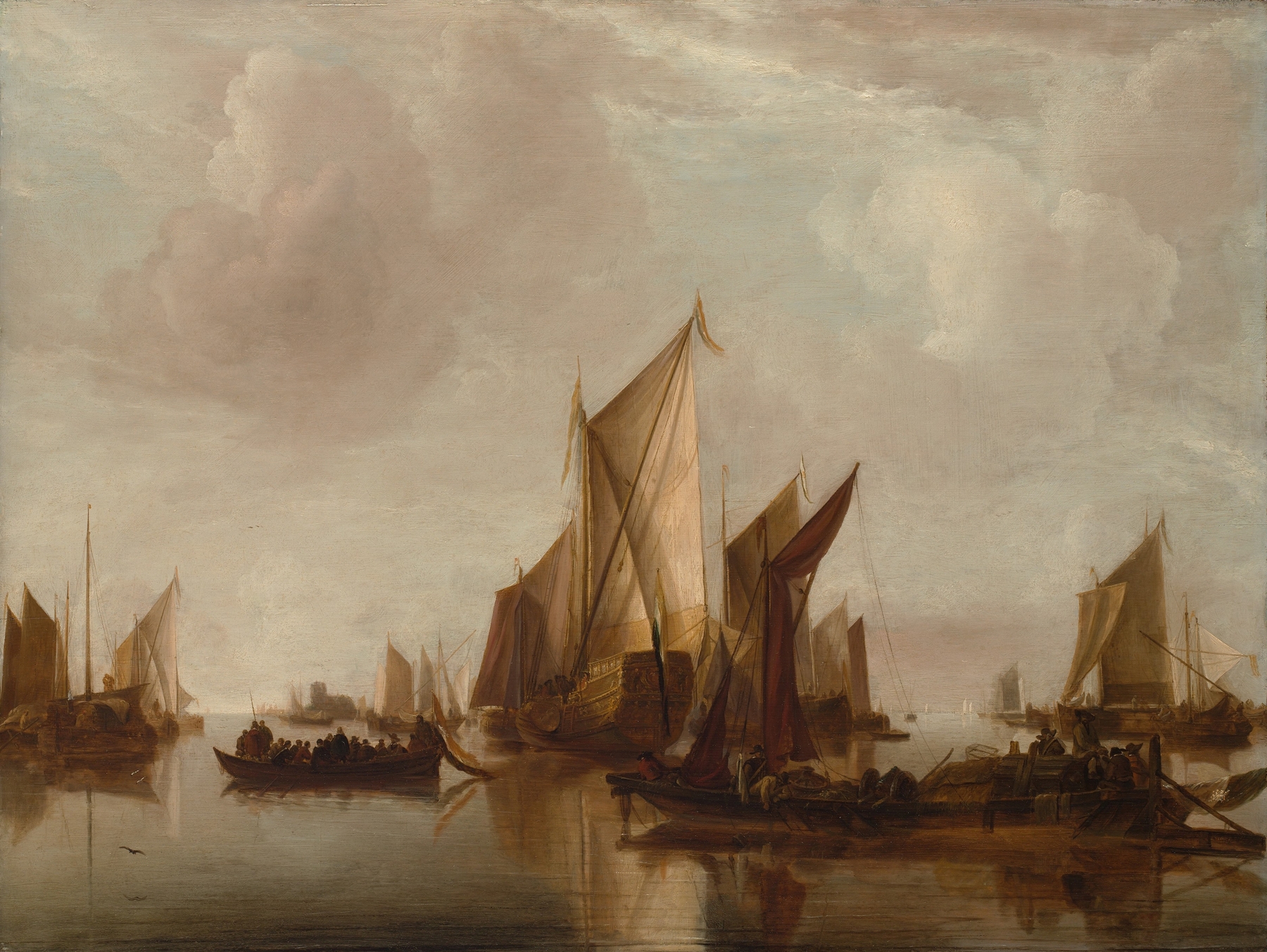 A State Yacht and Other Craft in Calm Water, by Jan van de Cappelle, public domain