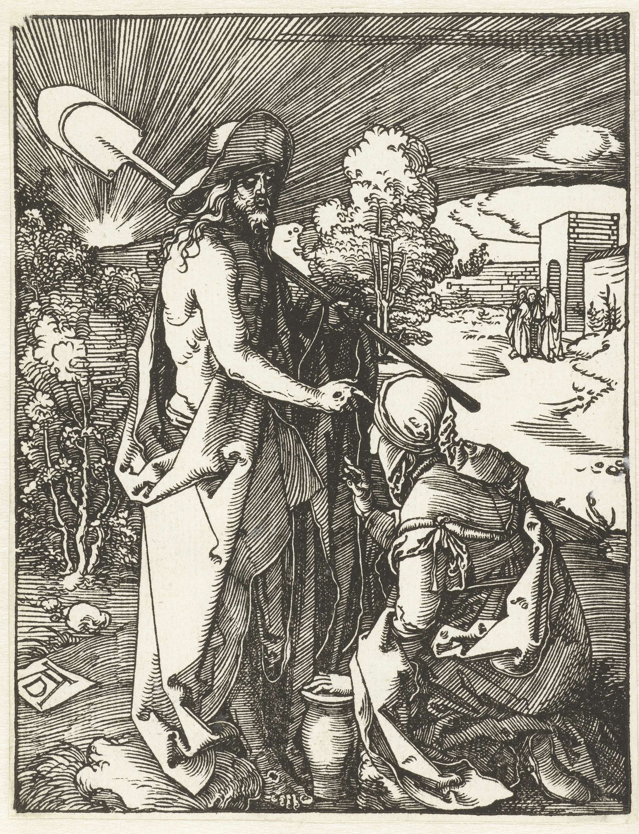 Christ and Mary Magdalene in a religious scene, paper by Albrecht Dürer
