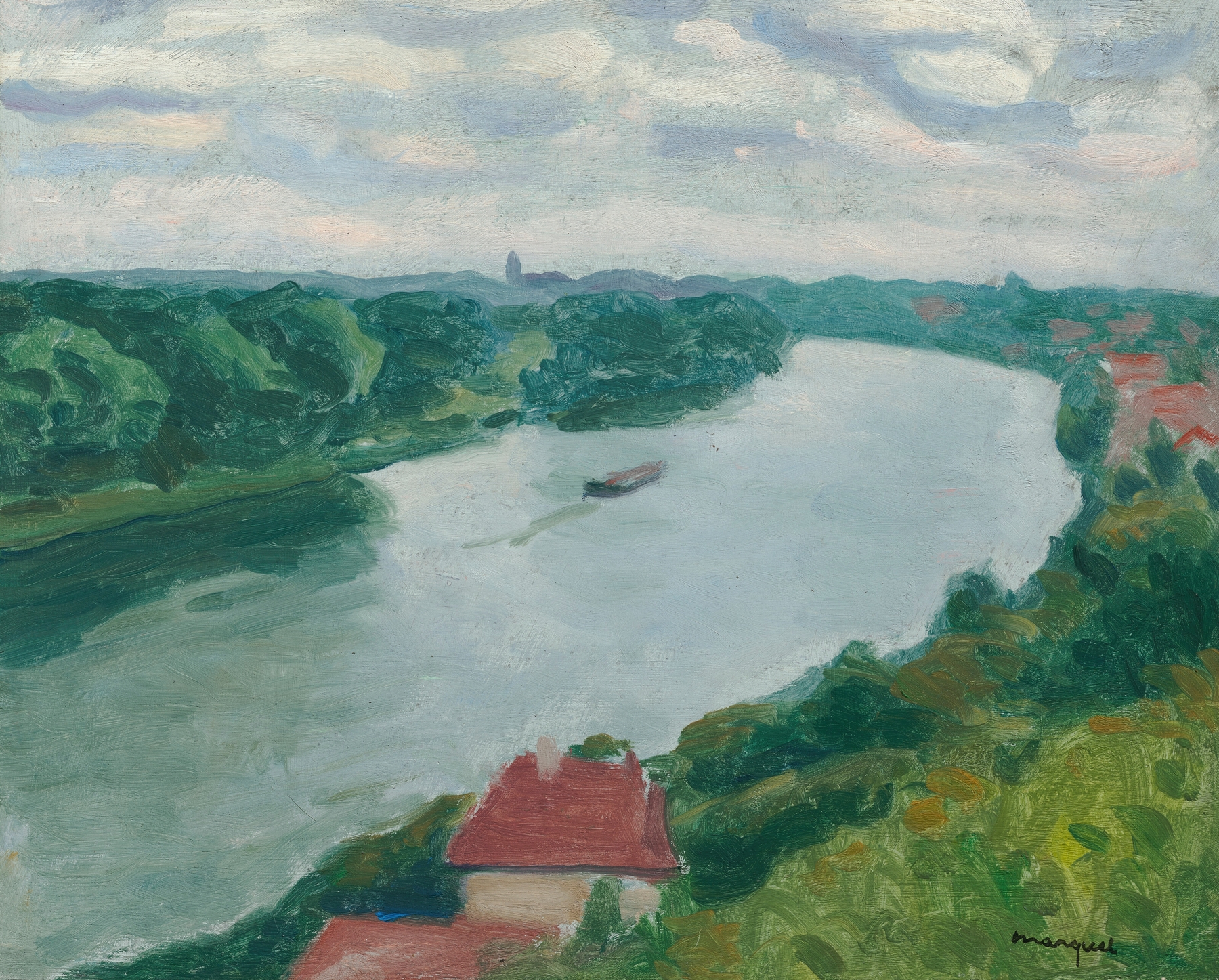 Landscape of the Seine river at twilight by Albert Marquet, oil painting