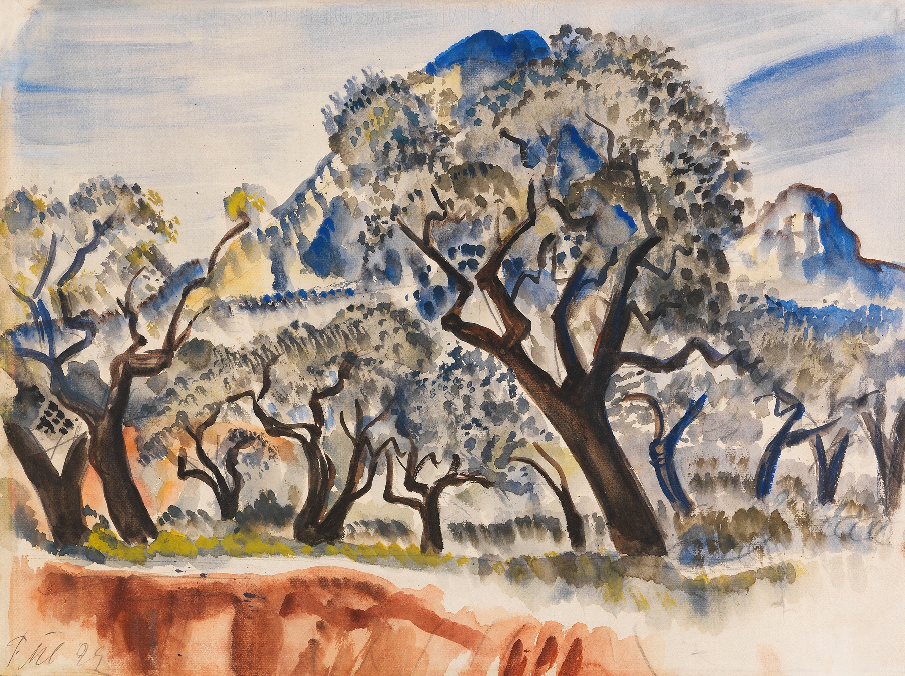 Südfranzösische Landschaft mit Bäumen by Paul Kleinschmidt, oil painting