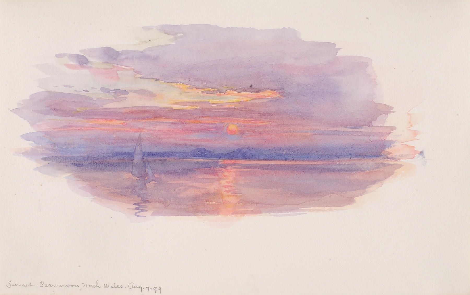 Sunset over Caernarvon, North Wales by George Elbert Burr, impressionism