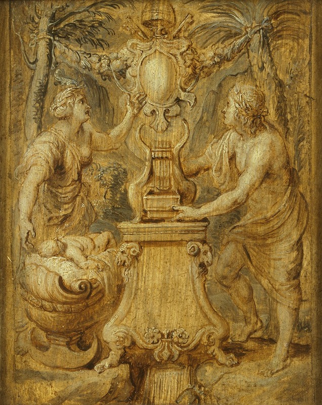 A detailed illustration by Rubens for a book cover.