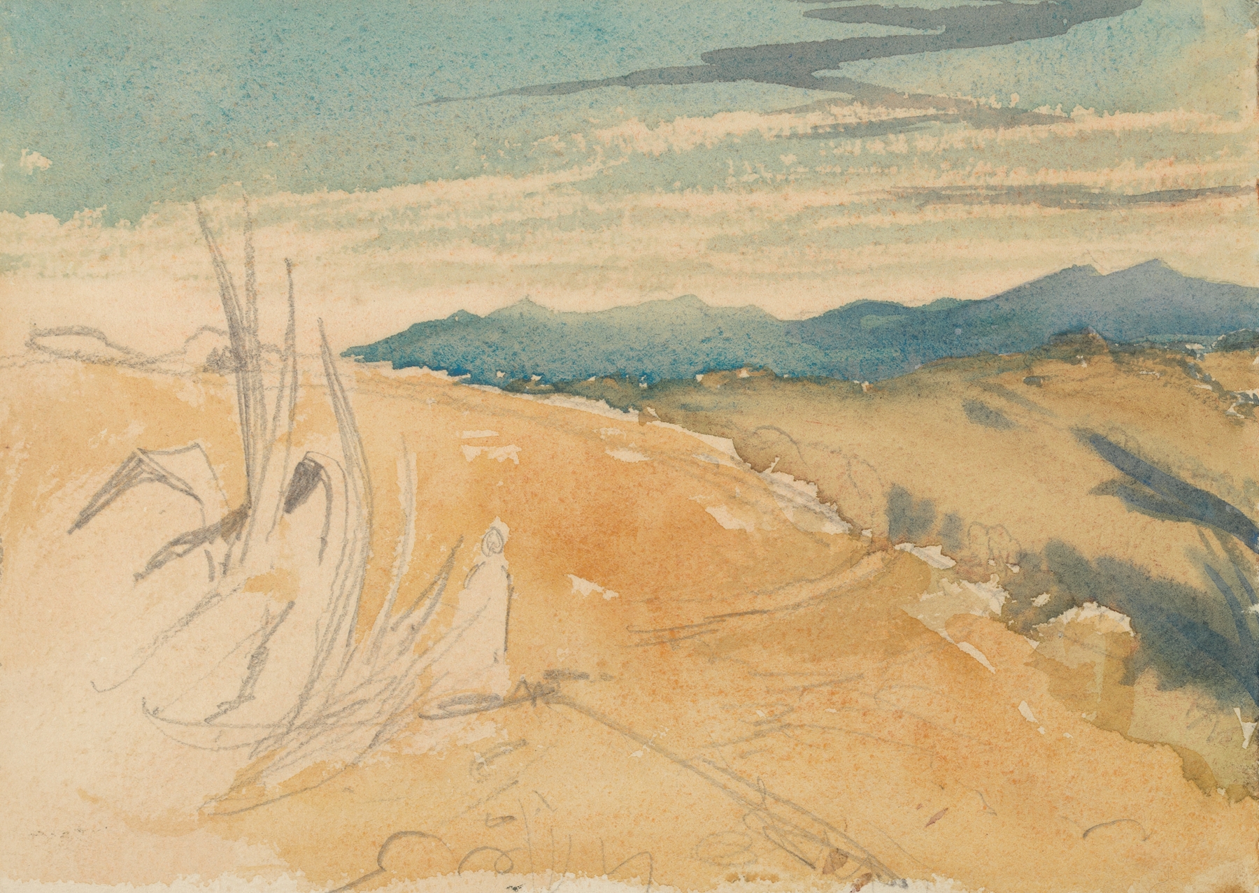Drawing by Barbara Bodichon from 1861, showcasing delicate lines and emotional expression.