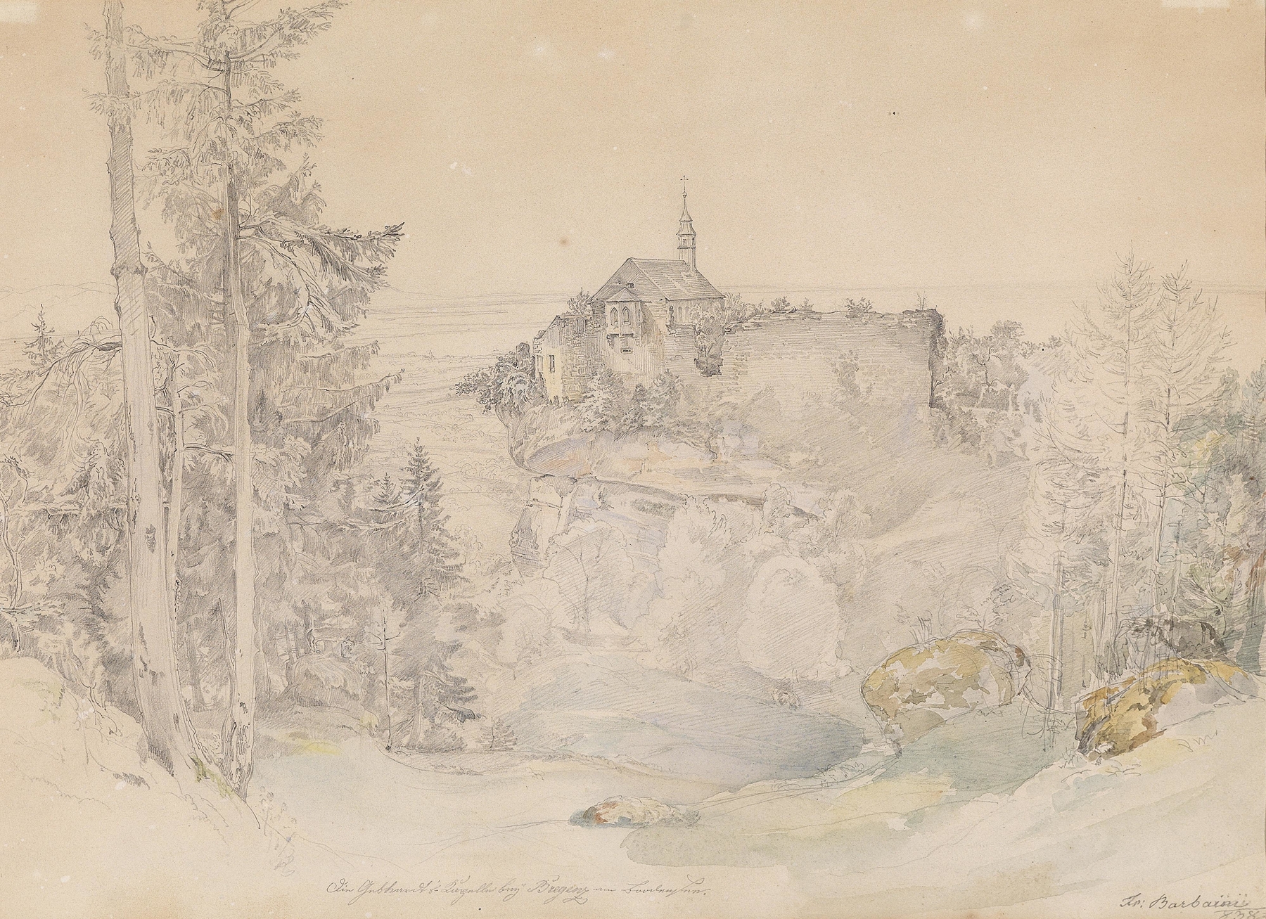 Landscape of Gebhardskapelle bei Bregenz, oil on canvas by Franz Barbarini