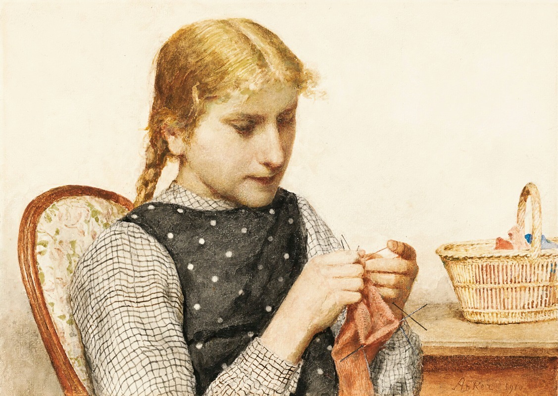 A young girl engaged in sewing, showcasing everyday life in a realistic manner.