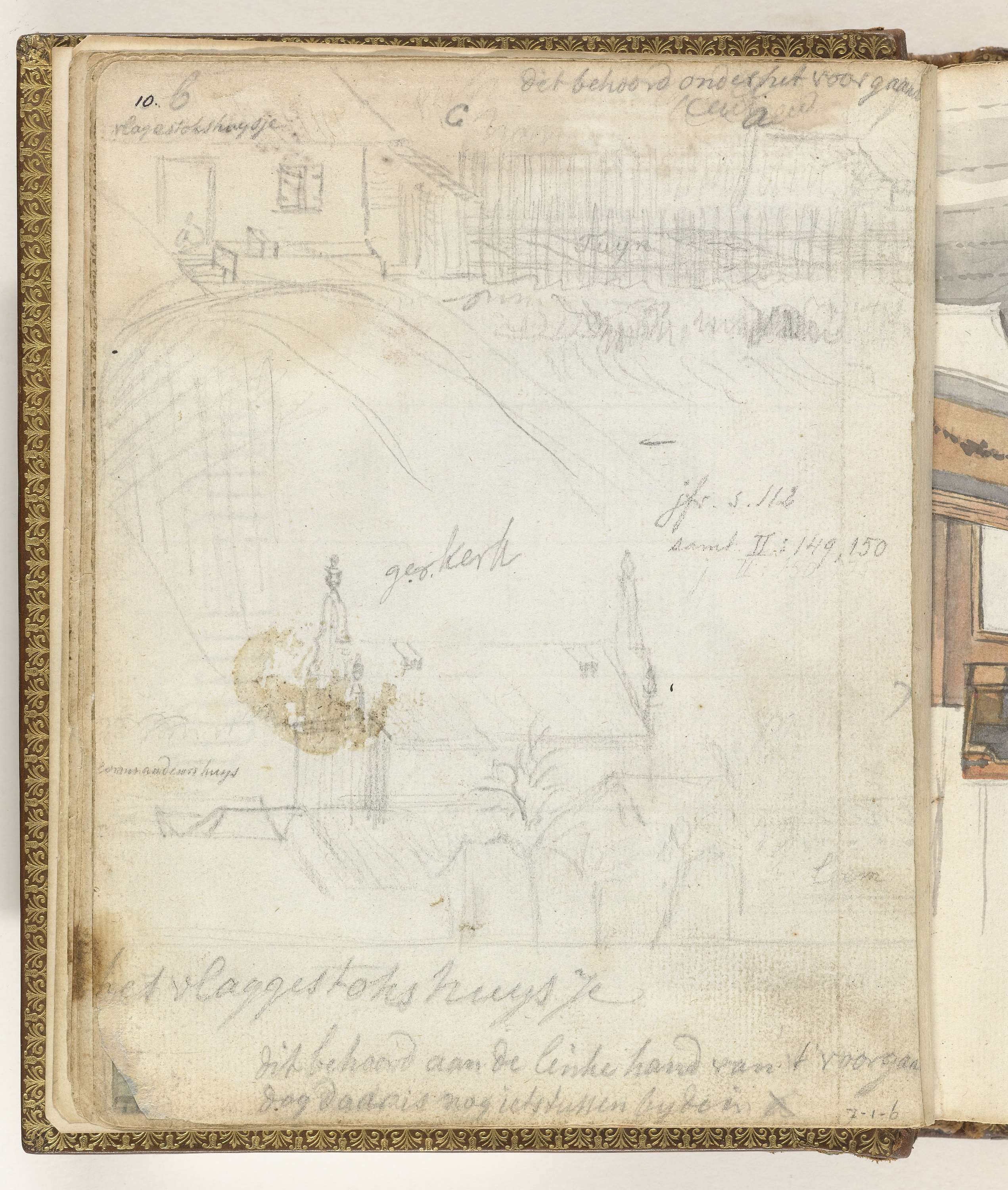 Voorstudie van een gezicht op Galle by Jan Brandes, paper medium, depicting a tranquil harbor scene.