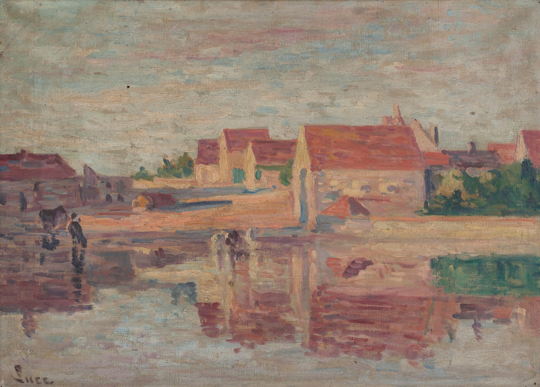 Village au bord d’une rivière, by Maximilien Luce, public domain