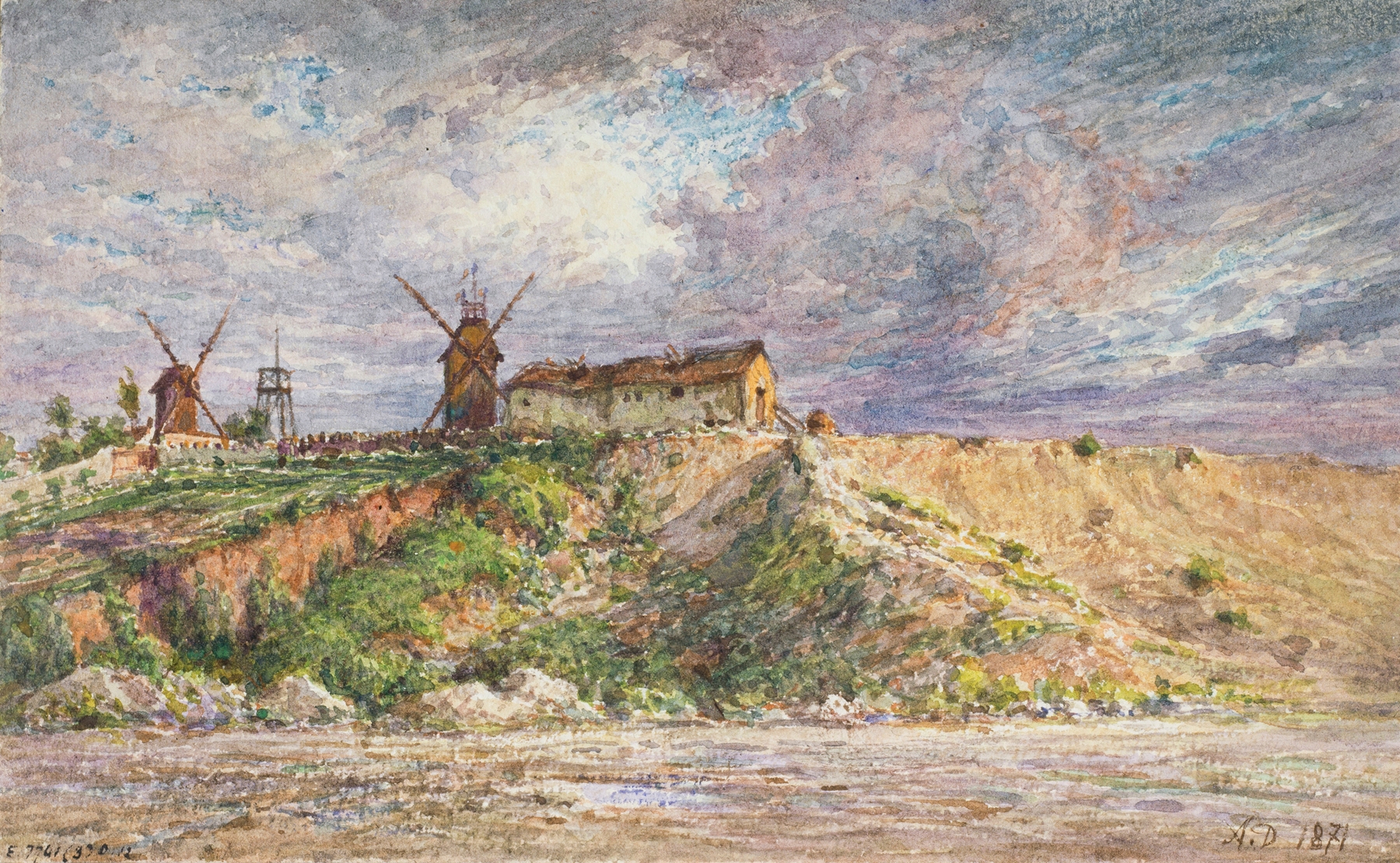 La Butte aux Moulins à Montmartre, oil on canvas by Jean-Baptiste-François Arnaud-Durbec