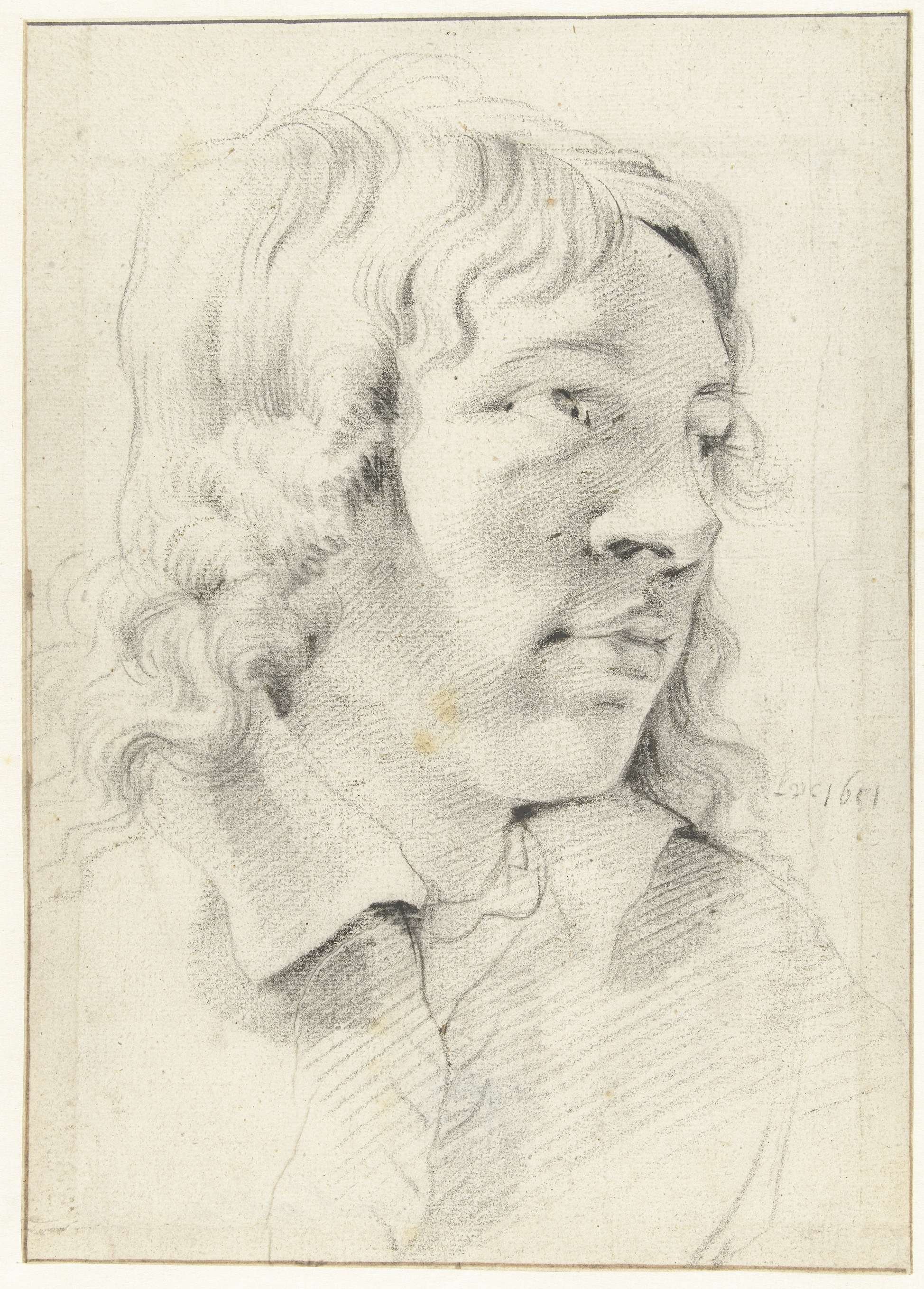 Portrait of a man, paper artwork by Leendert van der Cooghen