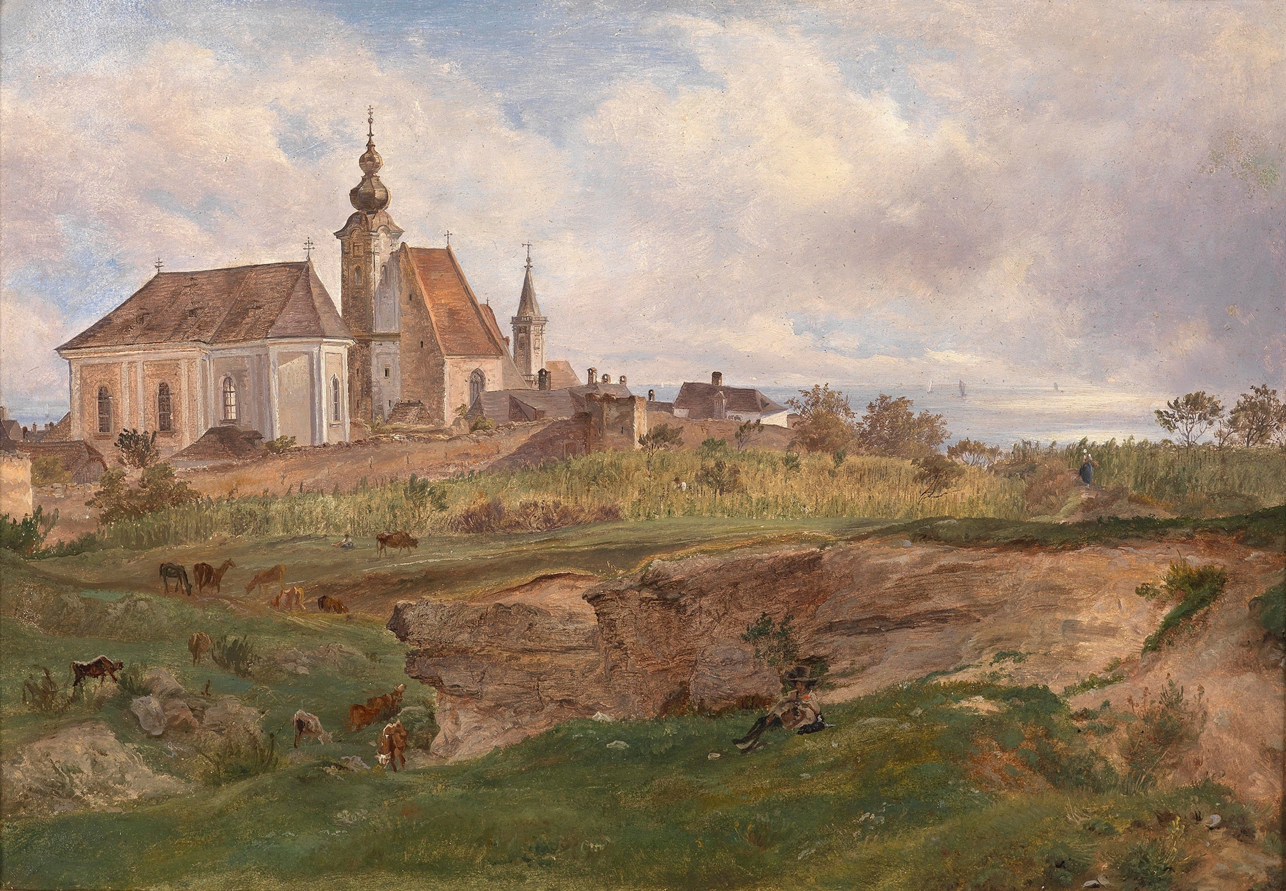 Landscape with gentle waves, oil painting by Friedrich Loos