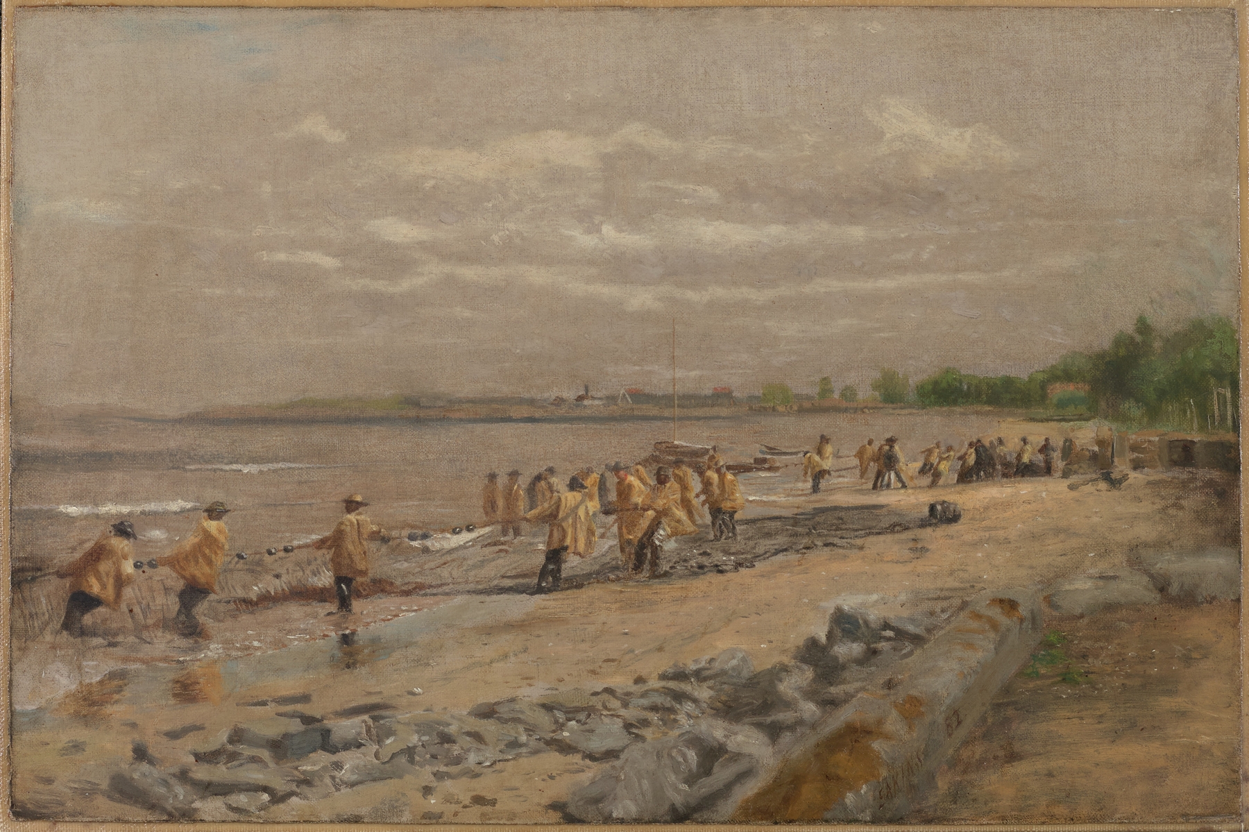 Hauling the Seine, by Thomas Eakins, public domain