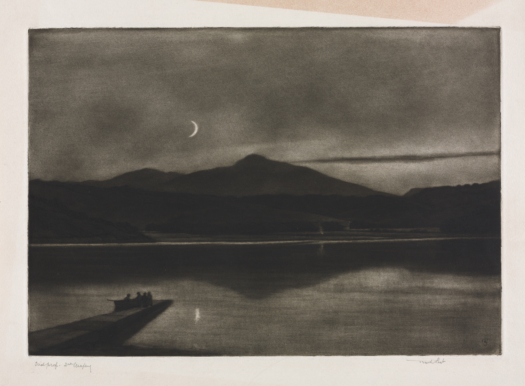 Landscape featuring Urr Water by Sir Frank Short, medium unknown