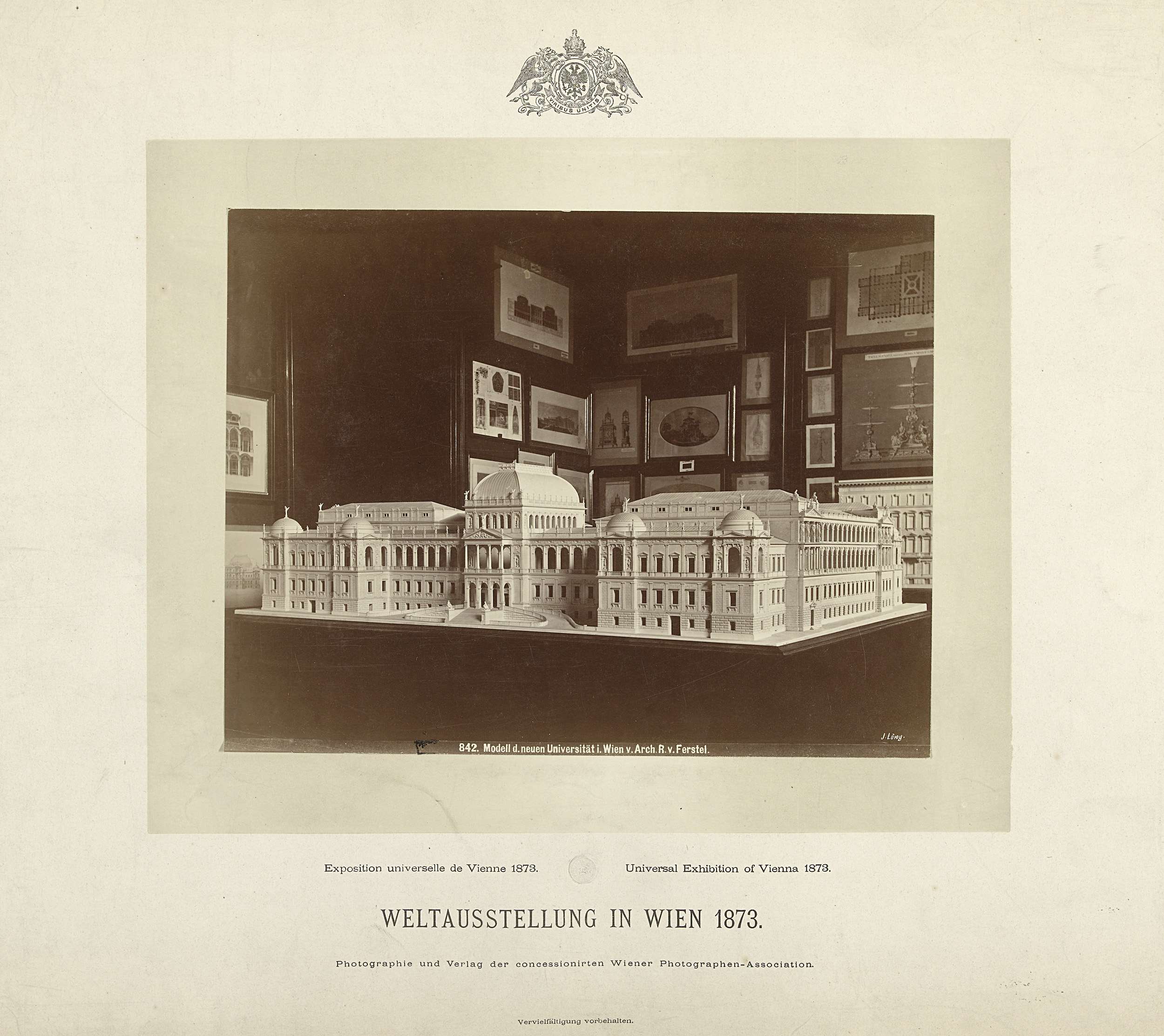 Architectural model of the new university of Vienna by Josef Löwy, albumen print