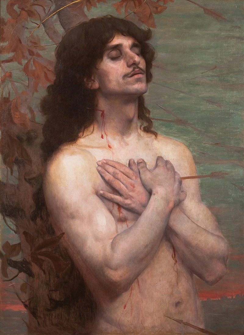 Eliseu Visconti's study for 'Recompensa de São Sebastião' features intricate details and a vivid portrayal of Saint Sebastian.