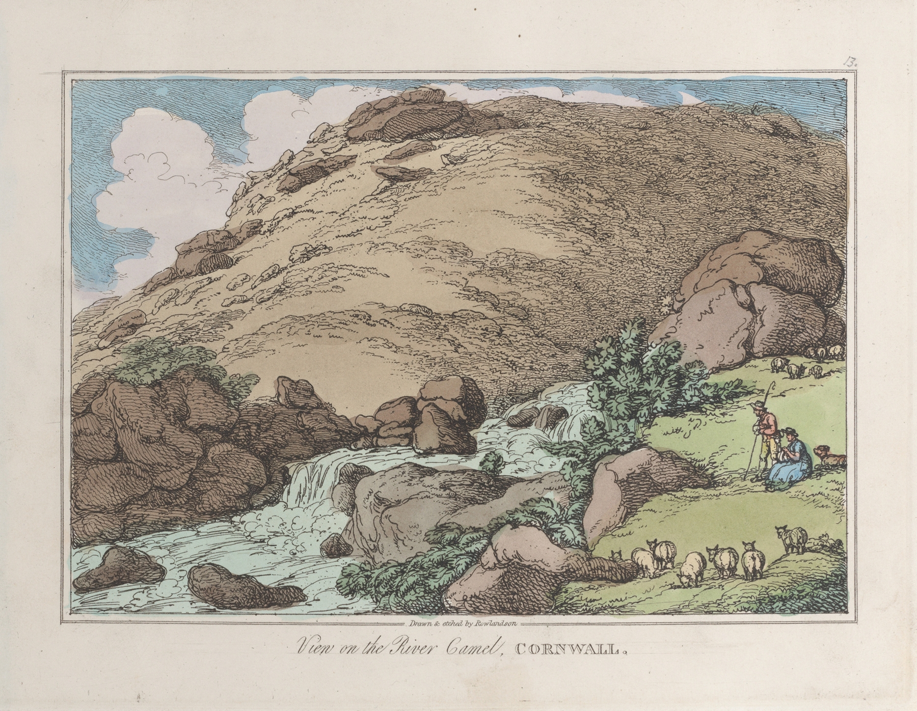 View on the River Camel, Cornwall, by Thomas Rowlandson, public domain
