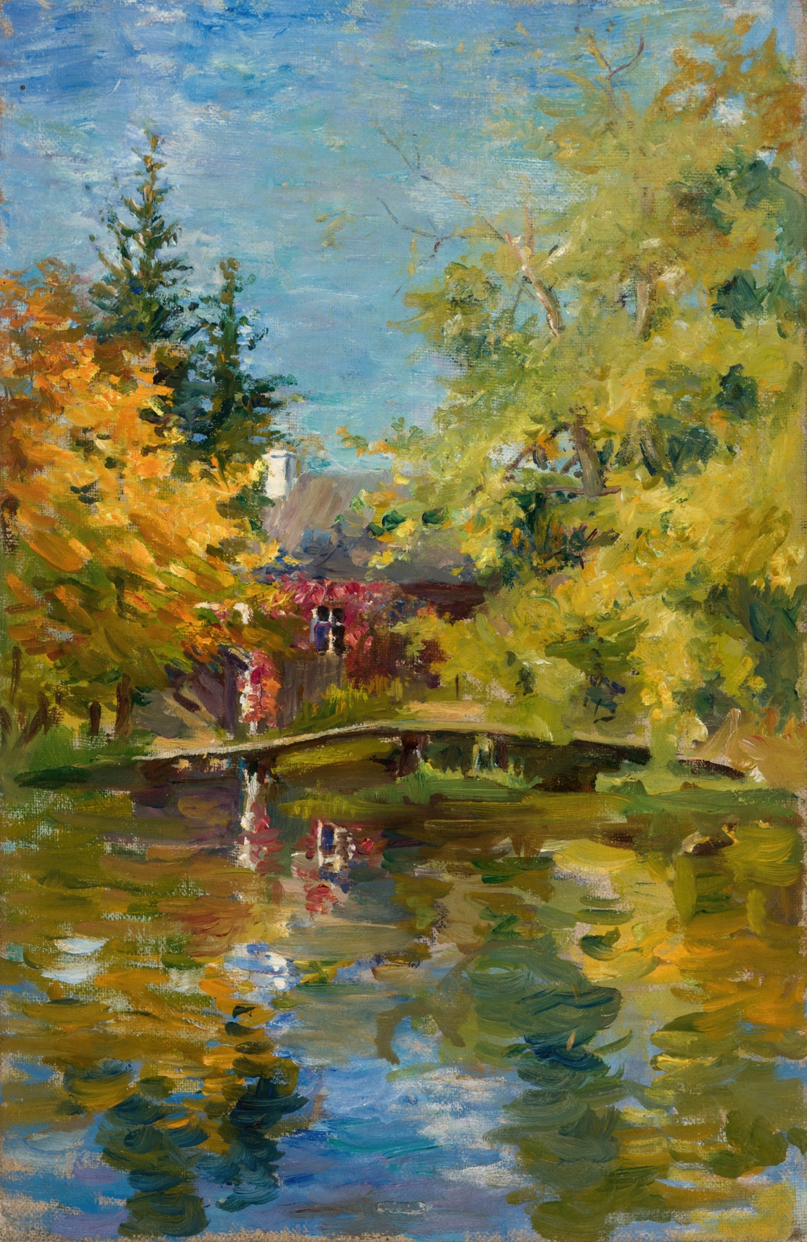 Post-Impressionism landscape by Lilly Walther, featuring earth tones and vibrant colors