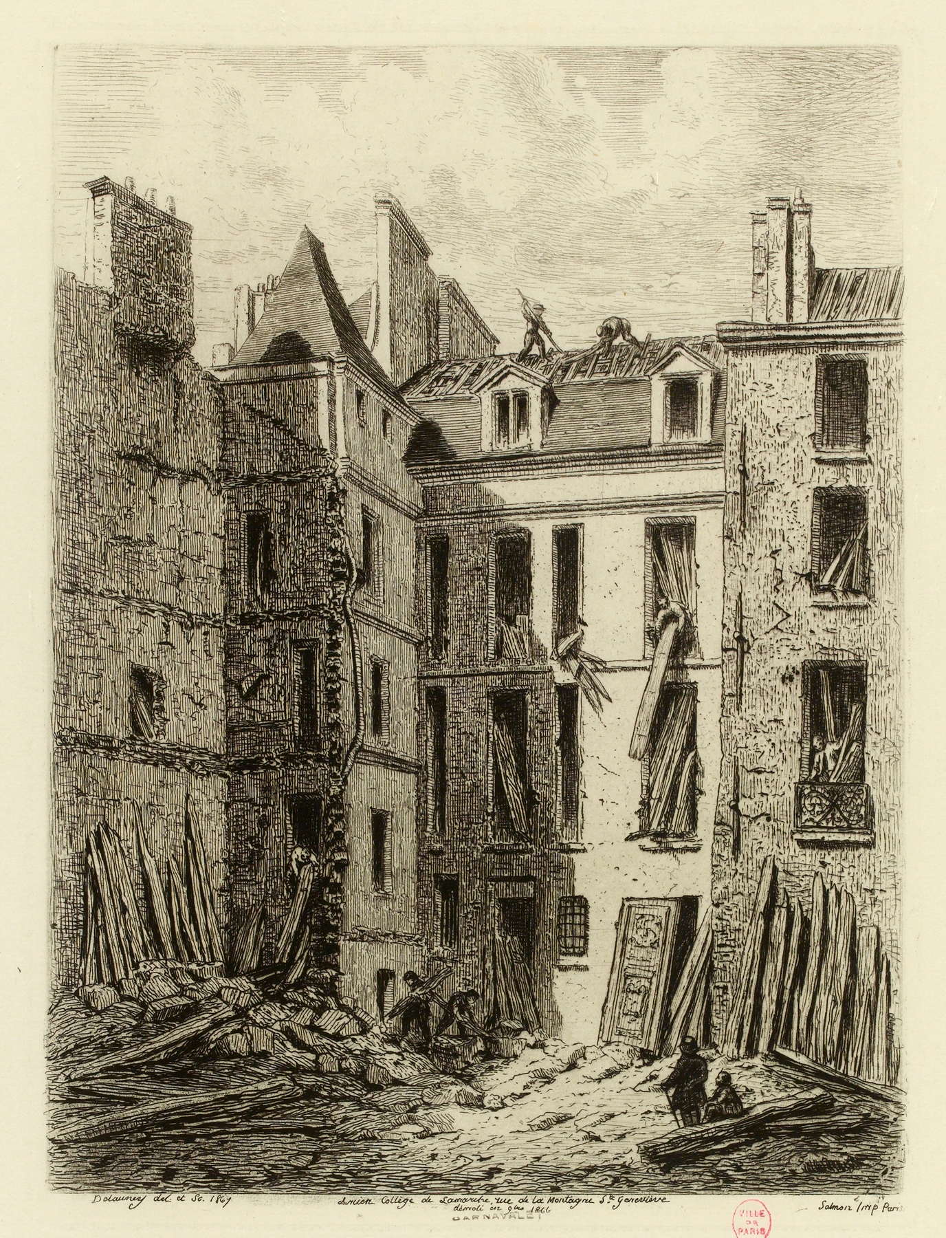 Architecture of Ancien collège de Lamarche, oil painting by Alfred Alexandre Delauney, 1866