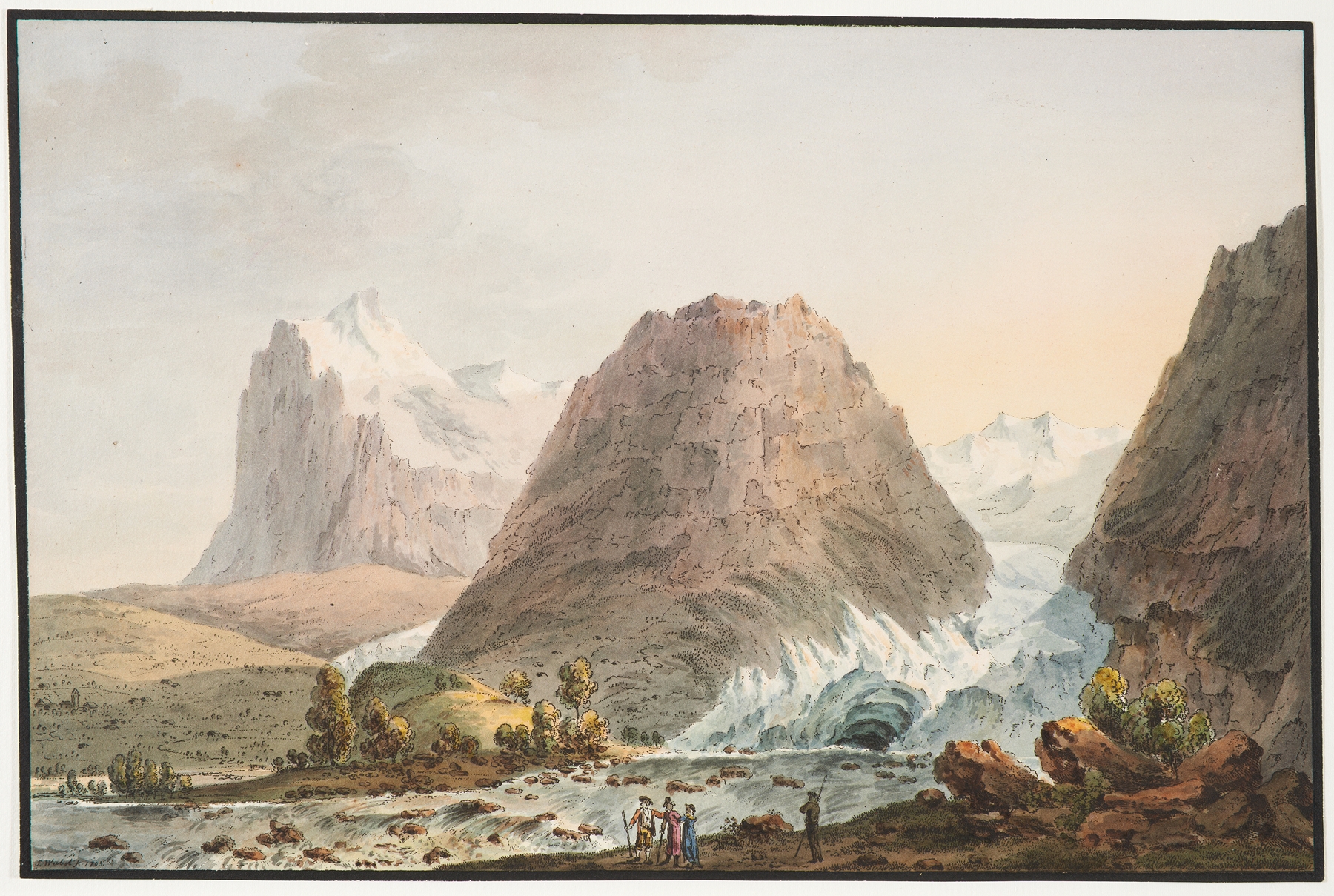 Vûe des Glacieres de Grindelwald, by Jakob Samuel Weibel, public domain