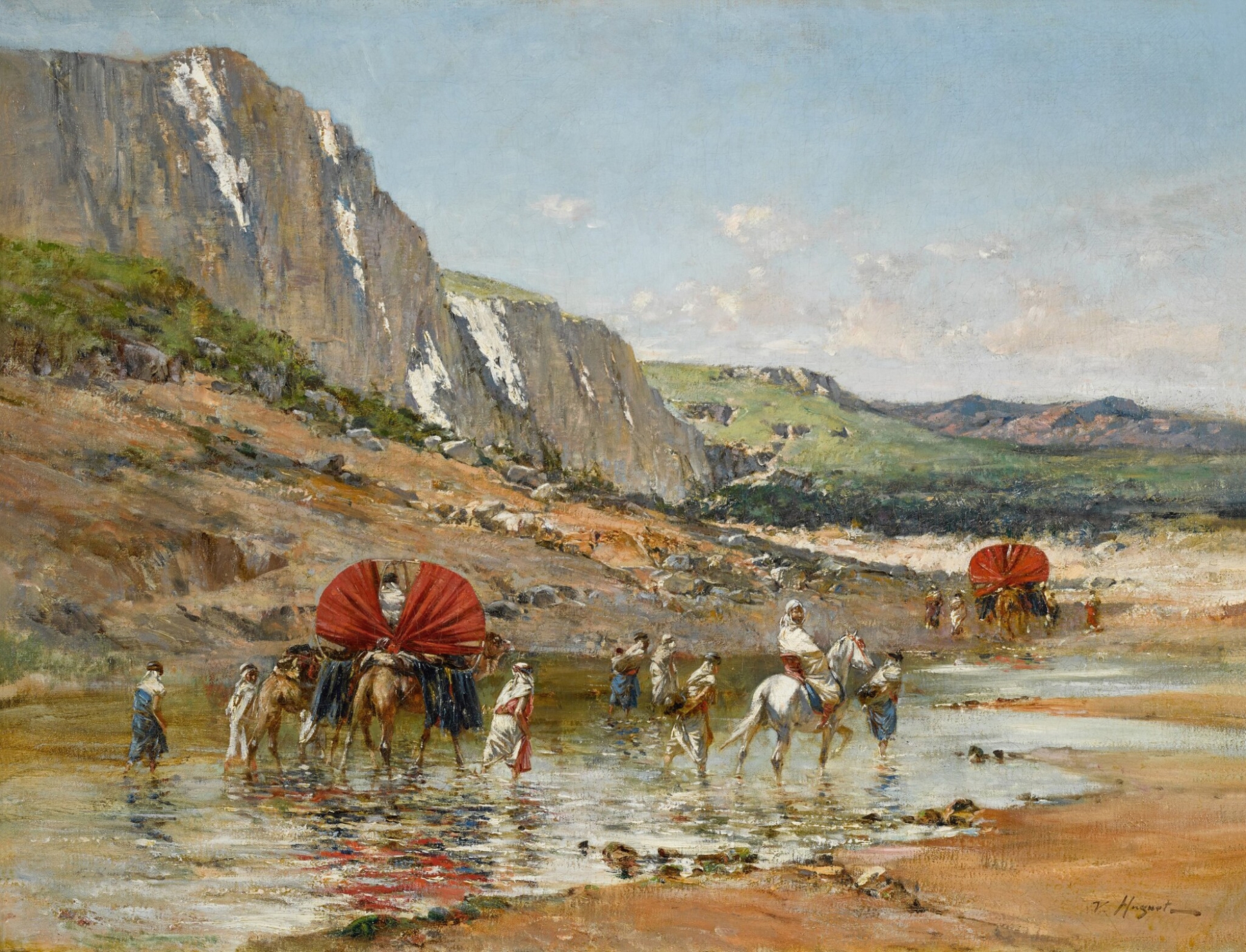 Crossing the Wadi, by Victor Huguet, public domain