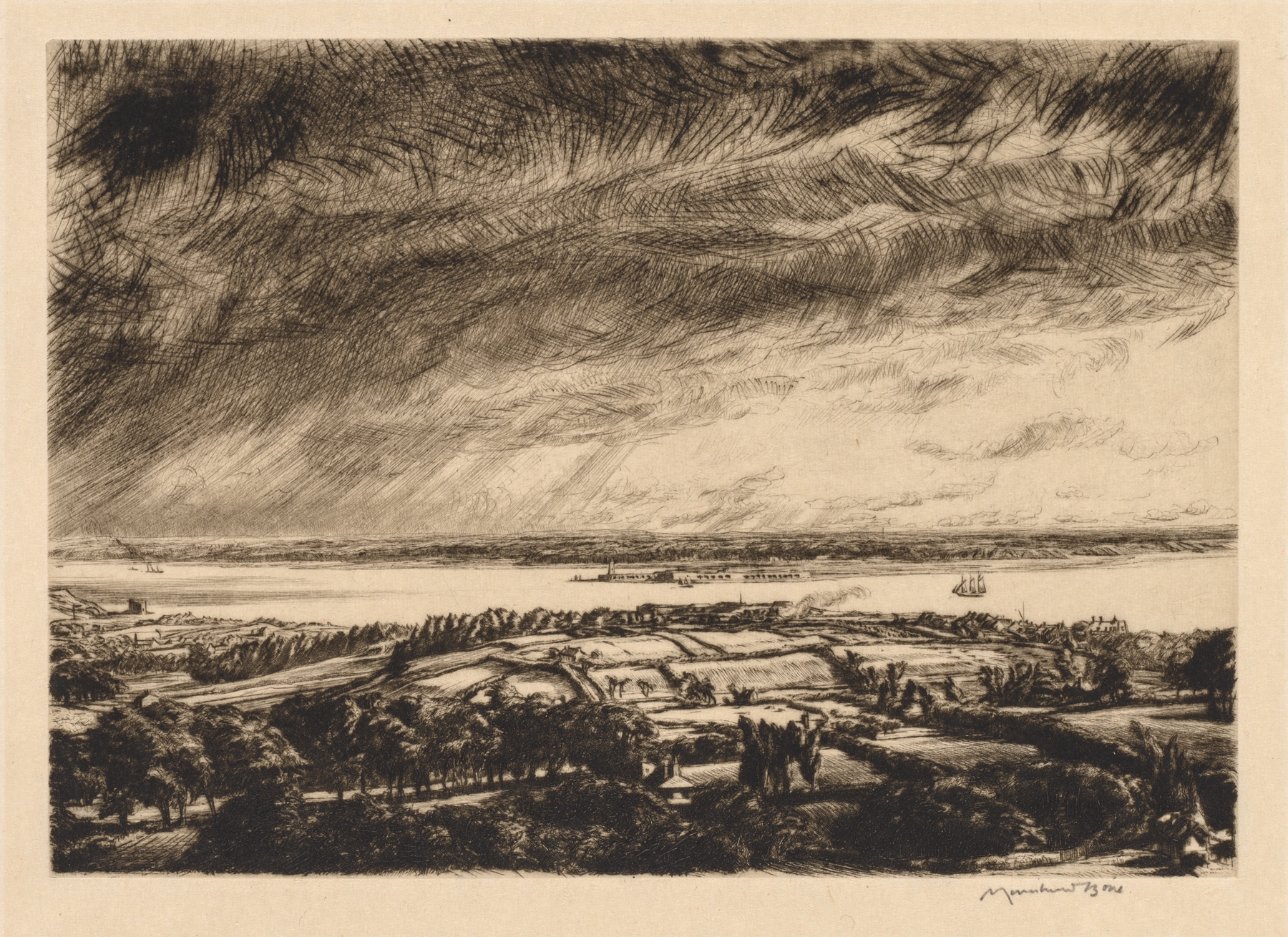 The Solent, by Muirhead Bone, public domain