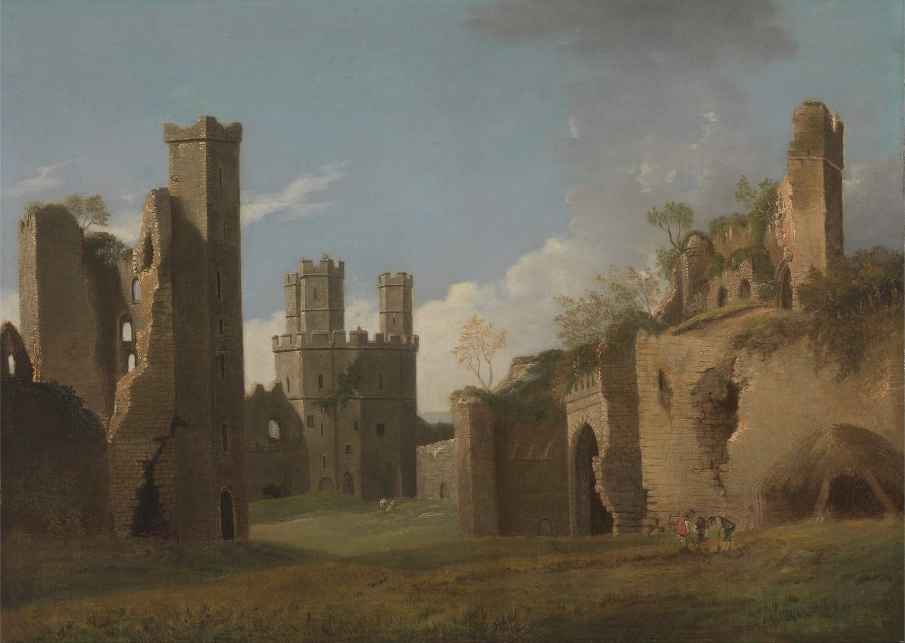 Caernarvon Castle by Joseph Farington, oil on canvas, featuring towering architecture.