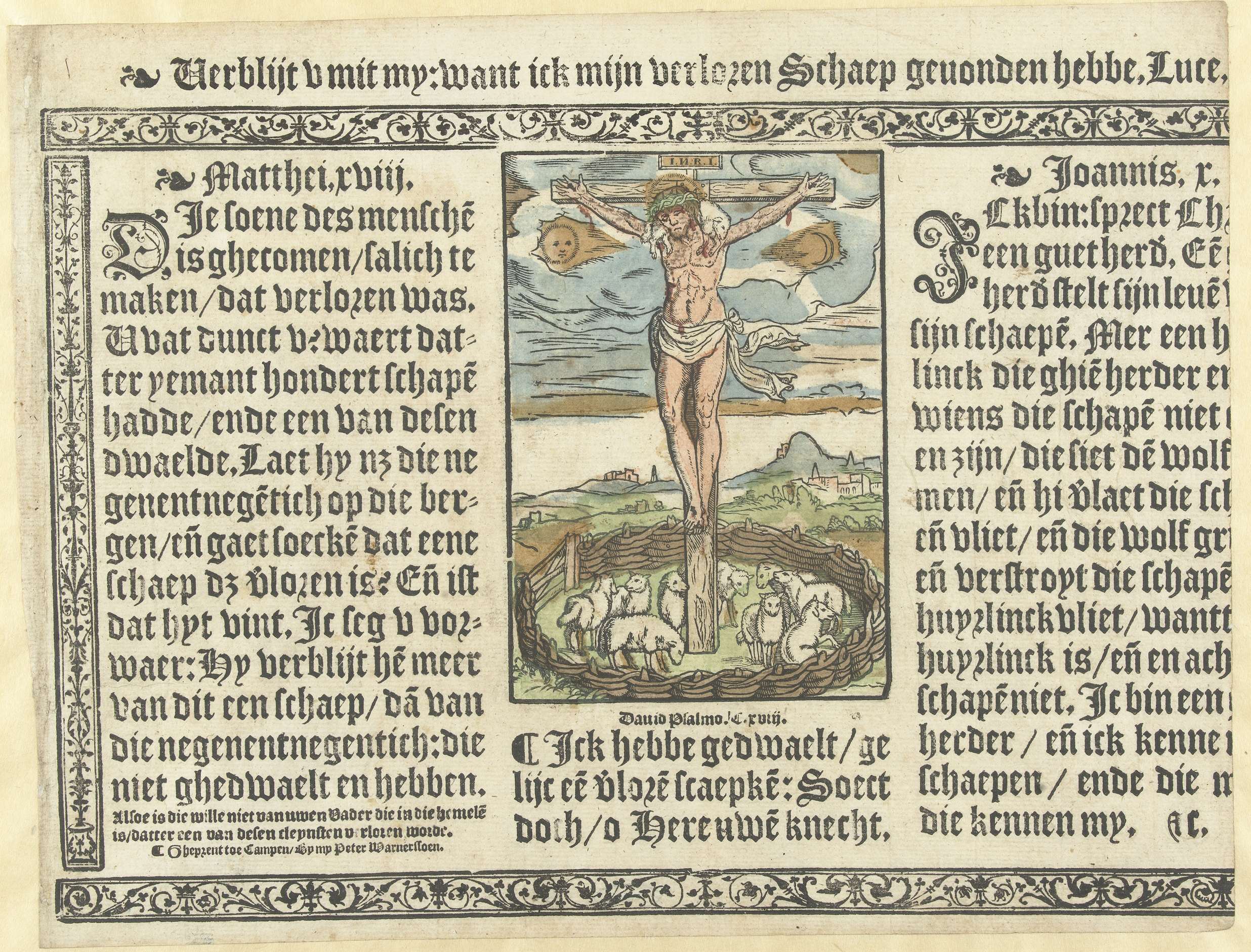 Christus aan het kruis als de Goede Herder, paper, Unknown Artist