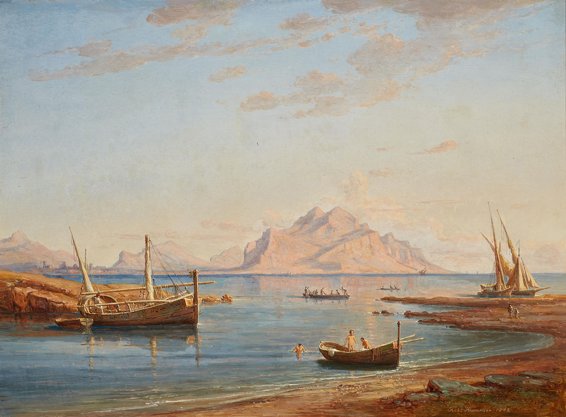 Sizilianische Küstenlandschaft mit Blick auf den Monte Pellegrino by Robert Kummer, oil painting