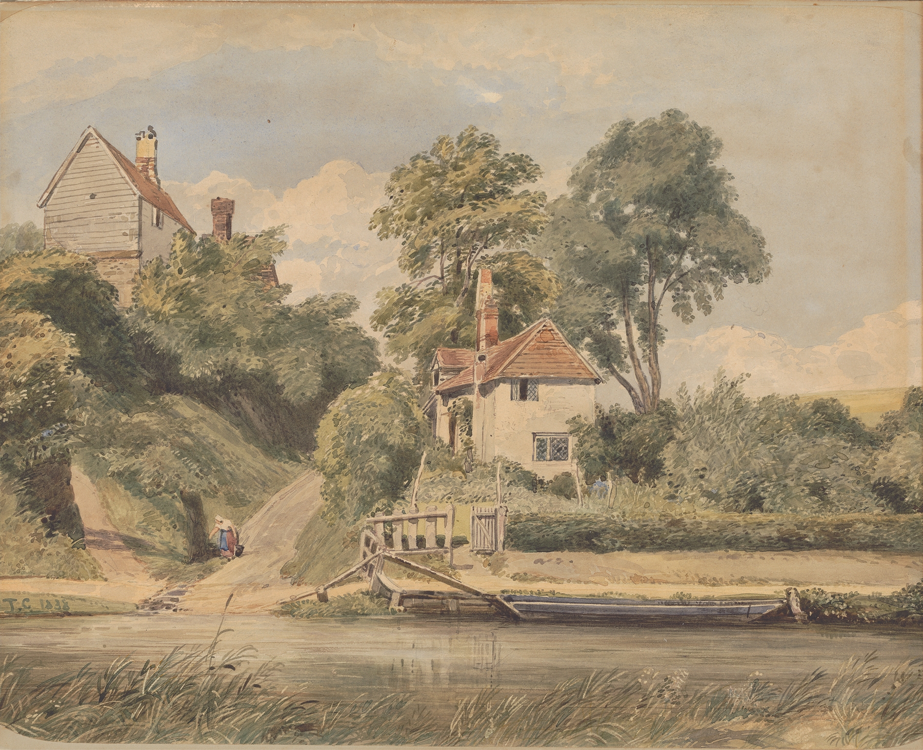 Landscape by Thomas Churchyard, oil painting depicting a serene pathway and nature.