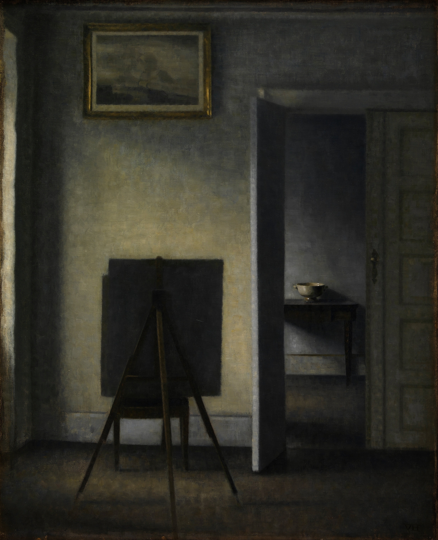 Interior with the Artist’s Easel, by Vilhelm Hammershøi, public domain